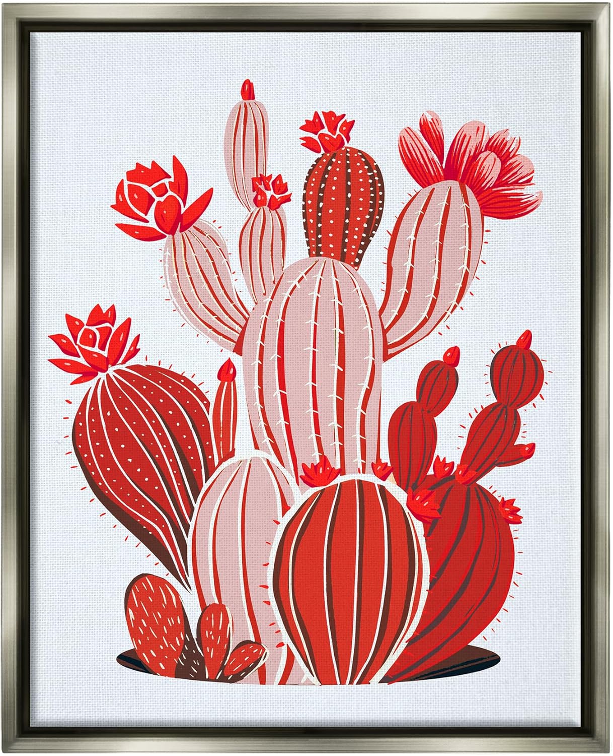 Stupell Industries Red Modern Cactus Plants Gray Framed Floater Canvas Wall Art Design by Ziwei Li