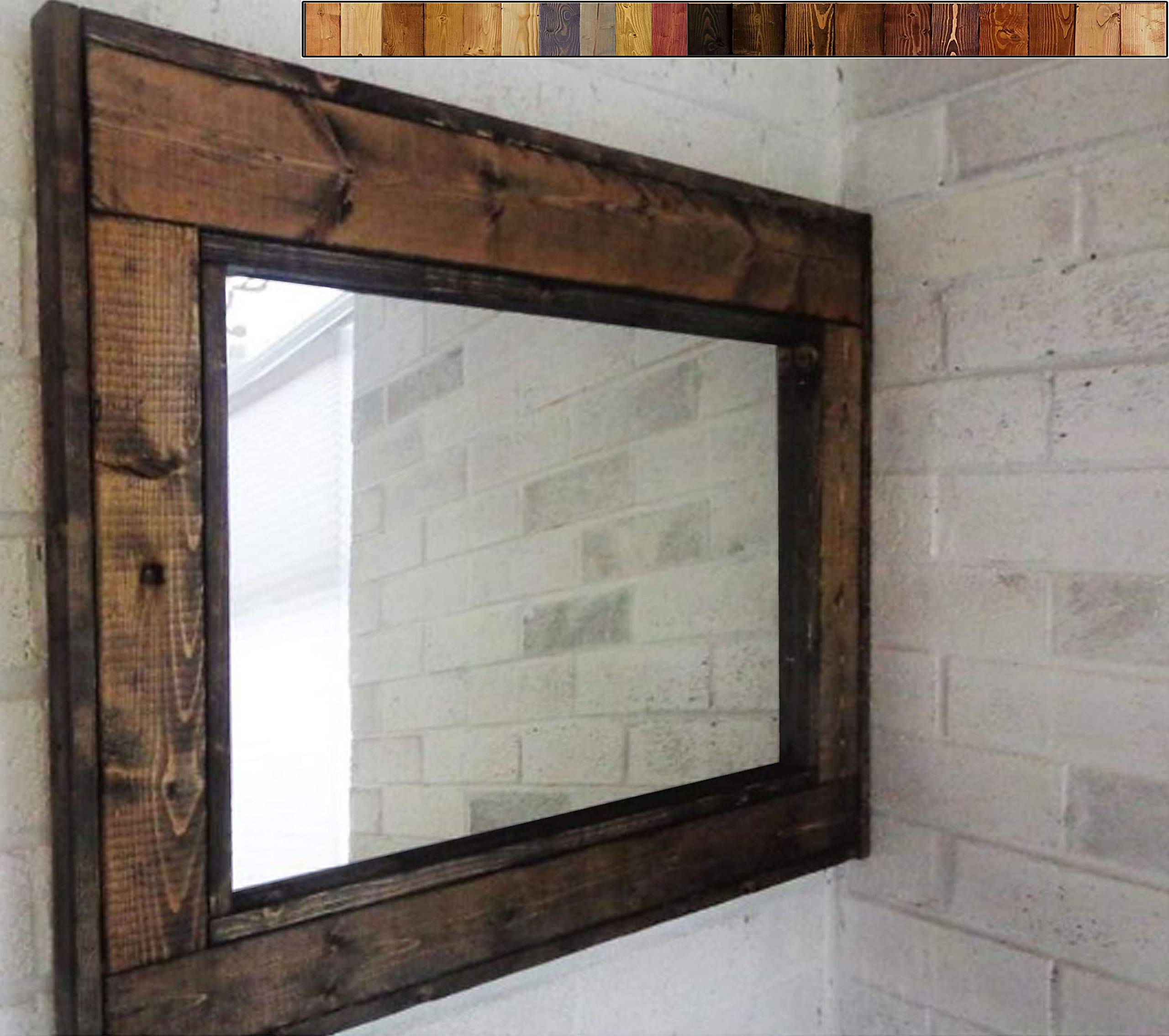 Buy Herring Recled Wood Framed Mirror, Available in 5 Sizes and 20 Stain colors Shown in Dark