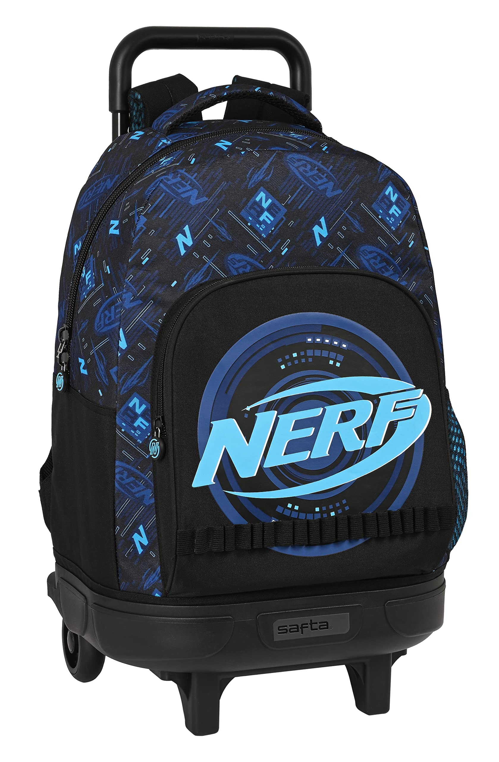 Safta NERF Boost - Mochila Grande con Ruedas, Compacta, Extraíble, Ideal para Niños de Diferentes Edades, Cómoda y Versátil, Calidad y Resistencia, 33x22x45 cm, Color Negro