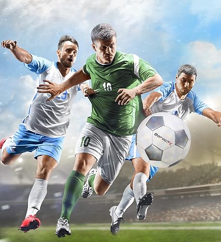 Miniatura 6 de Balón de fútbol premium para niños y niñas, balón oficial de partido con patrón hex arcoíris reflectante, duradero, para interiores, exteriores,