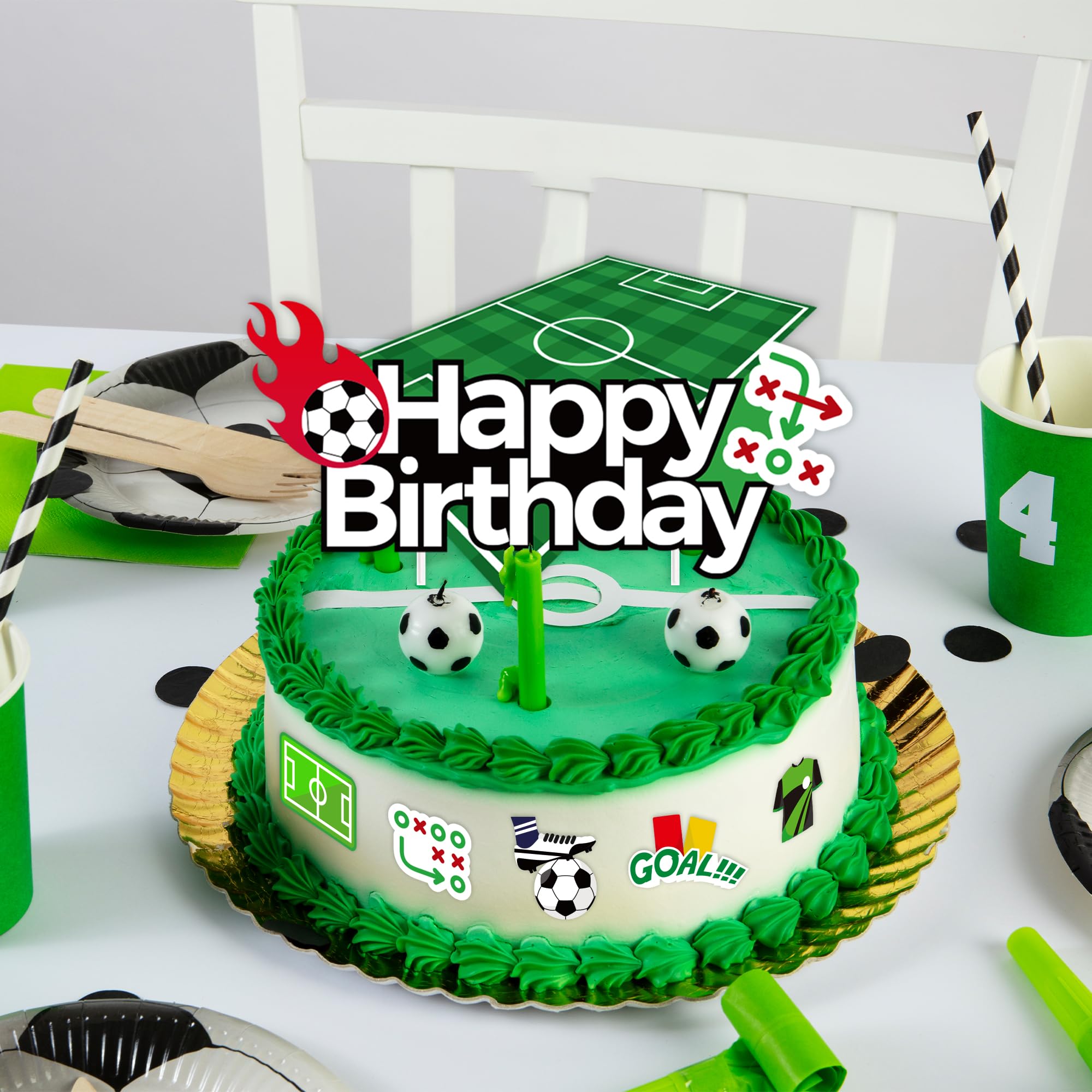 Cumpleaños Futbol Lukinuo 29 Piezas De Decoración De Pastel De Fútbol Jugador Adornos Pastel Jugador Fútbol Niños
