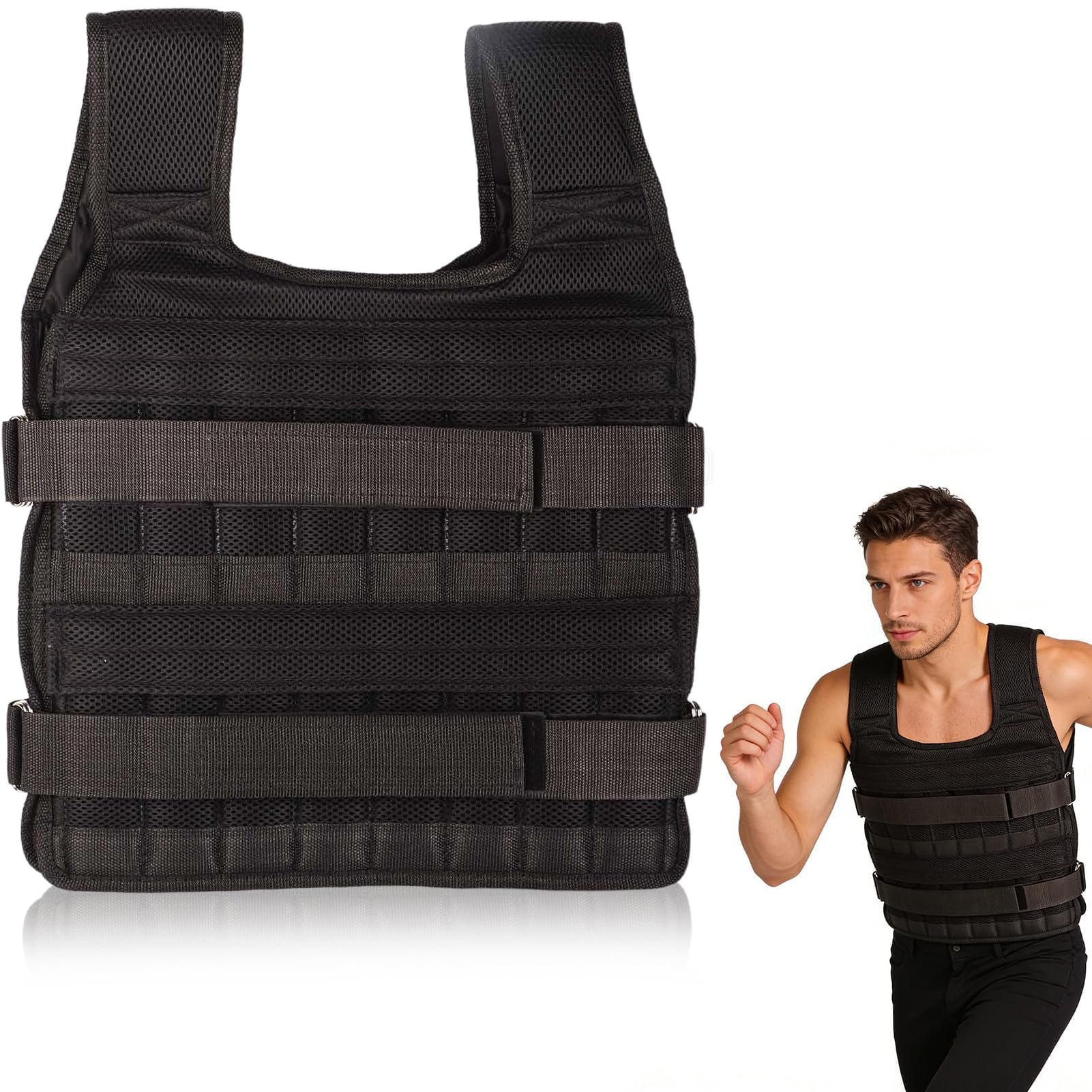 Gilet lesté, Veste d'entraînement en Maille Respirante 15 kg Gilet de Fitness d'entraînement pour la Course à Pied