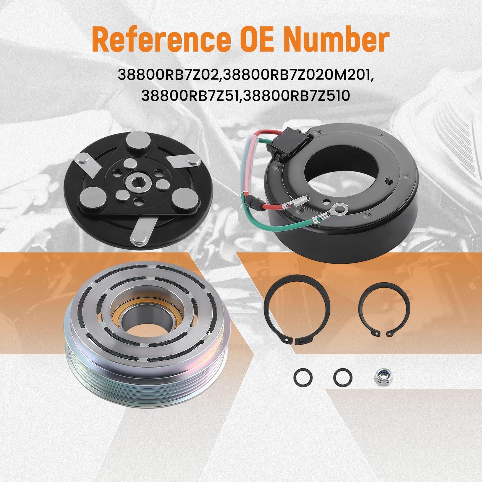 maXpeedingrods 38800RB7Z02, 38800RB7Z020M201 TRSE07 12V sprężarka klimatyzacji sprzęgło magnetyczne do Honda Civic VIII Jazz III 38800RB7Z51, 38800RB7Z510