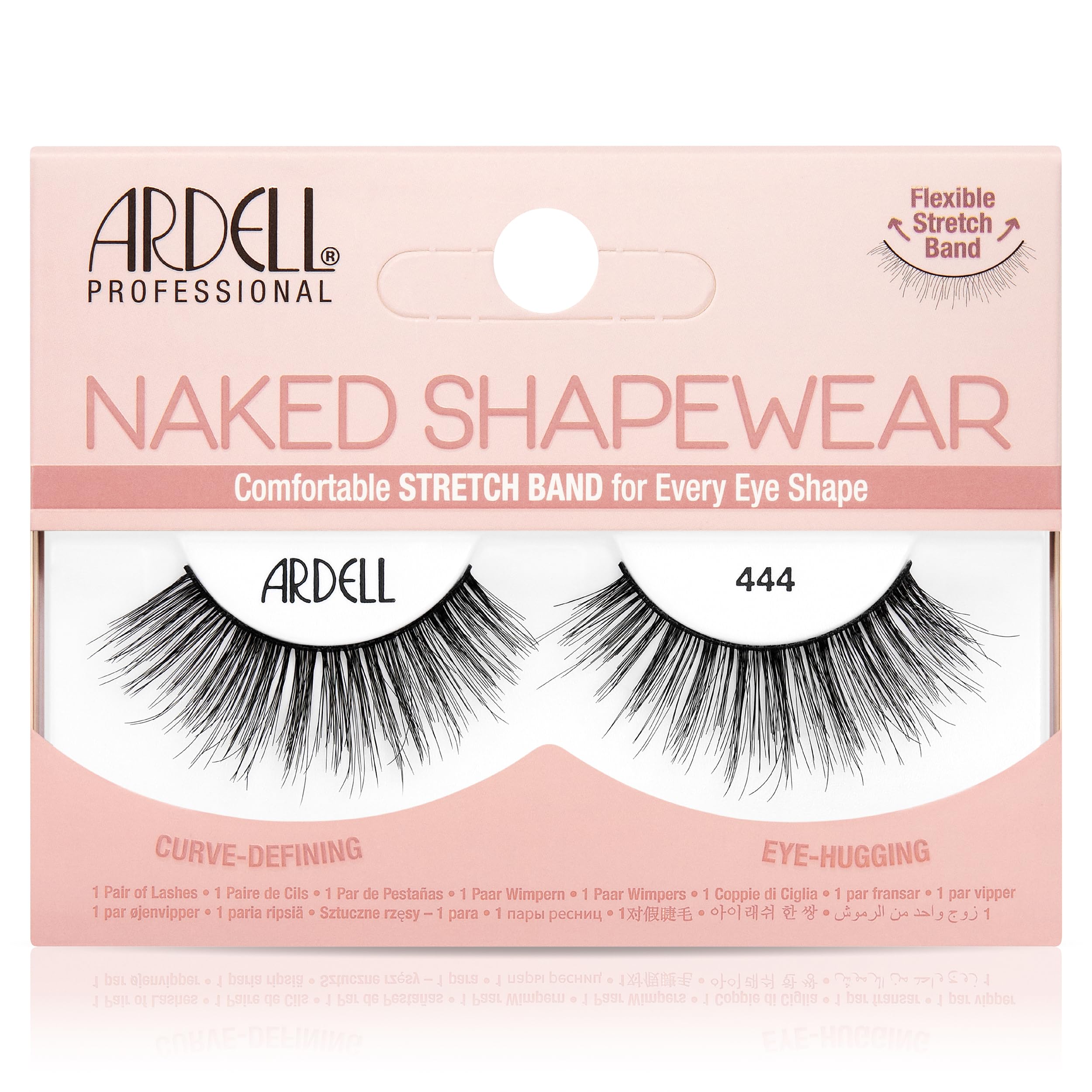 Ardell Naked Shapewear False Eyelashes 444 Curve-Defining Eye-Hugging Stri Lashes Natural Lashes with Flexible Stretch Lash Band for