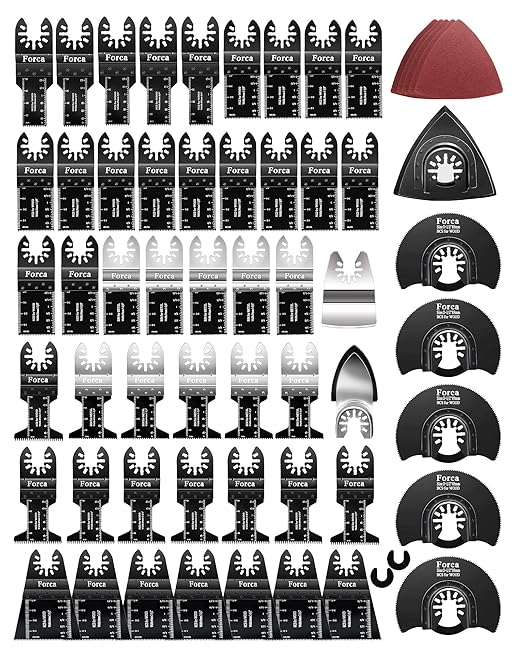 Multi Tool Kit for Metal and Wood, 72pcs Universal Oscillating Saw Blades, Super Strong Multitool, Including 10 Types, Scraper, Sanding Pad, Fit 95% Oscillating Tools