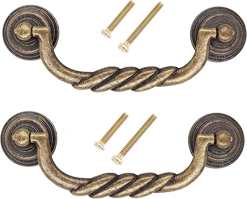 binifiMux Paquete de 2 tiradores de gabinete vintage de 4.25 pulgadas en tono bronce para puertas, armario, cajón de pecho
