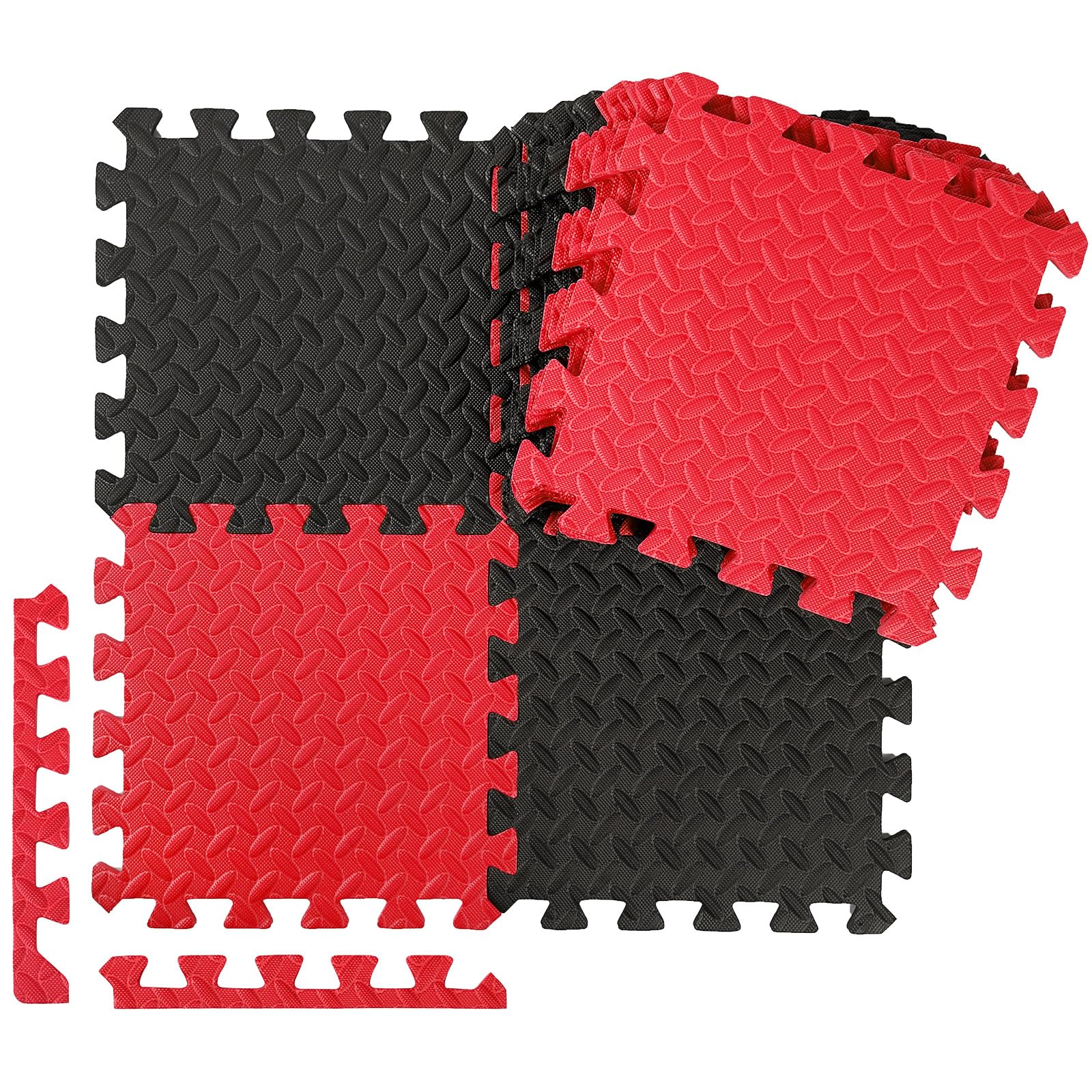 Ecally 100 Pcs 12 x 12 Gym Mat Foam Floor Mats for Home Gym Covers 96 Sq Ft Puzzle Exercise Square Interlocking Carpet Tiles with Border for Workouts