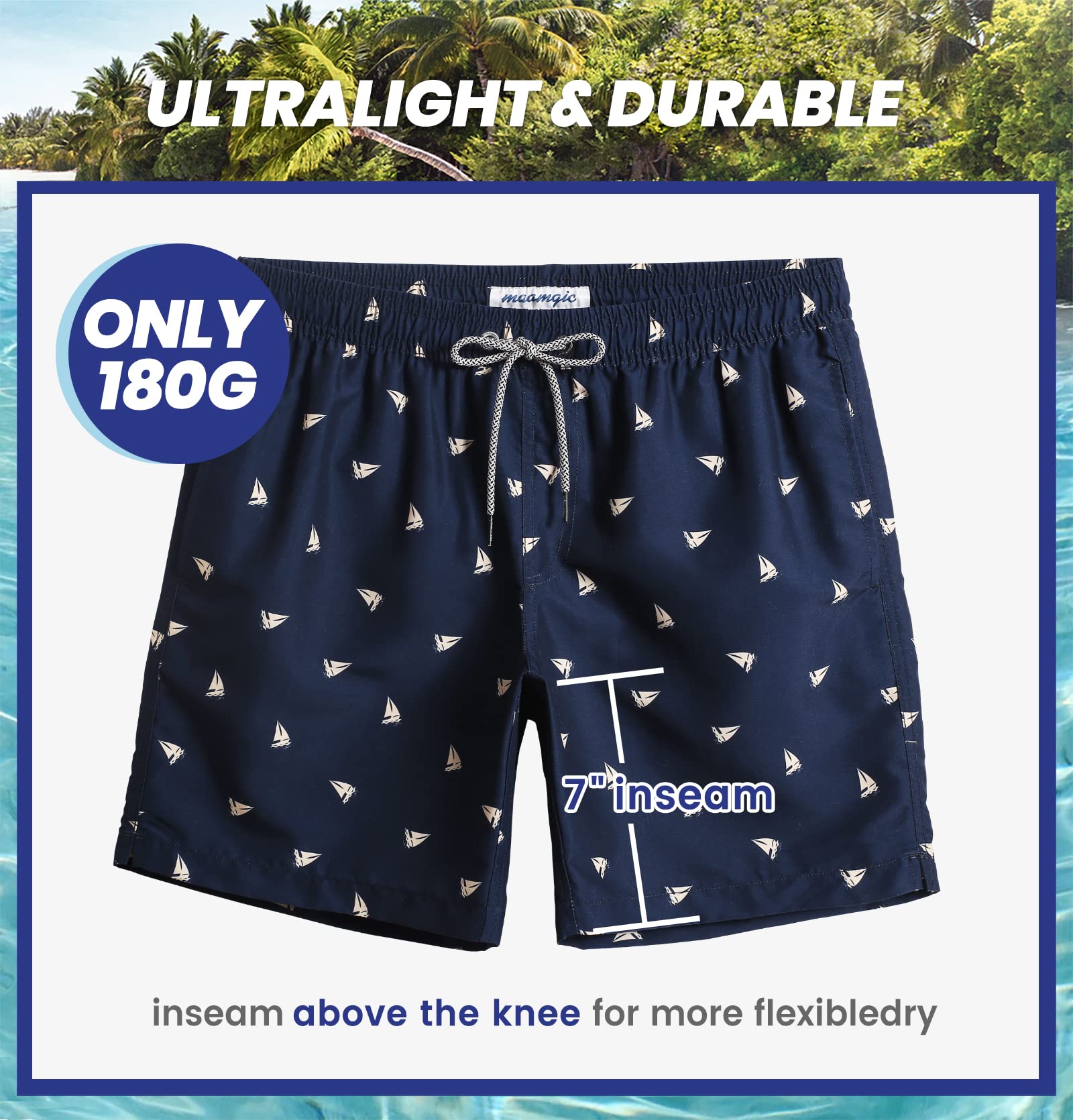 MaaMgic Pantaloncini da Bagno da Uomo Asciugatura Veloce Costume da Bagno per Surf sulla Spiaggia Multi-funzioni Allenamento casa con Fodera in Mesh con Fodera in Mesh