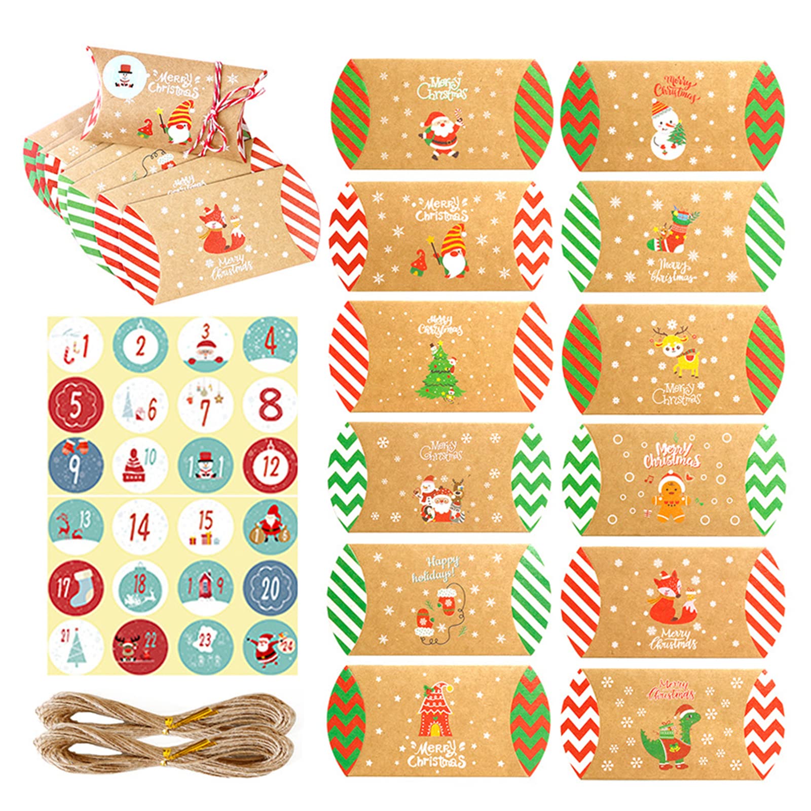 Kalttoy Christmas Small Boxes Gift Pillow Boxes Paper Candy Jewellery Box Christmas Party Favor Party Decoration Supplies Presents