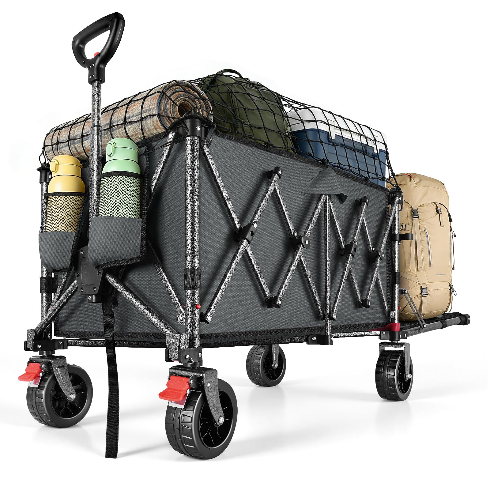 YEAUPE PRO Carro Plegable Todo Terreno – Frenos Dobles, Ruedas Anchas, Estructura Reforzada, Mango Ajustable – Ideal para Playa y Camping – 150‑240L, Negro — view 11