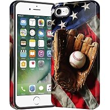 for iPhone 17e Case, Shockproof Dual Layer Soft TPU + Hard PC Protective Cover, Raised Camera & Screen, Glossy Slim Grip for Women Girls,Retro Baseball American Flag