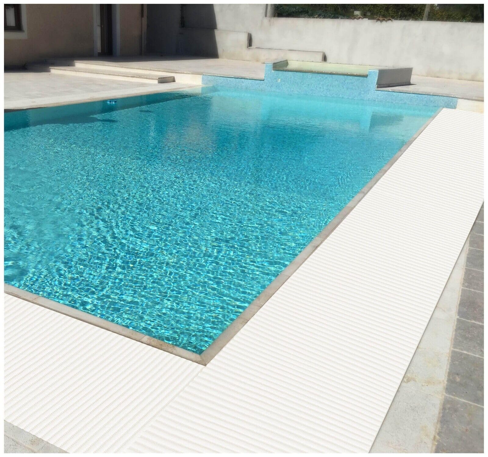emmevi Alfombra de goma suave con borde de piscina, rollo de 15 metros, multiusos, para debajo del vaso del fregadero, color blanco