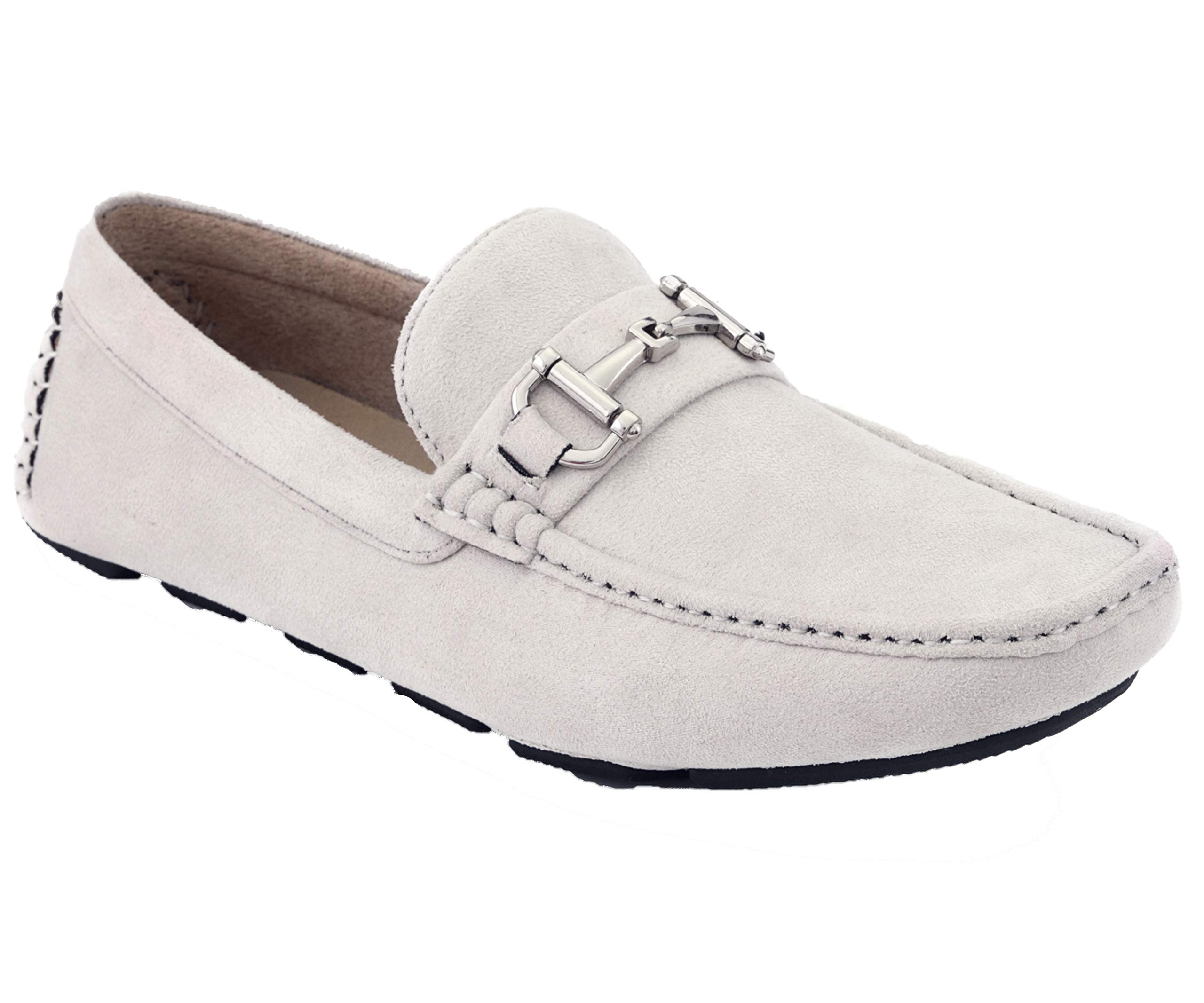 AmaliMens Plush Microfiber Faux Suede Slip On Loafer Driving Shoe with Buckle