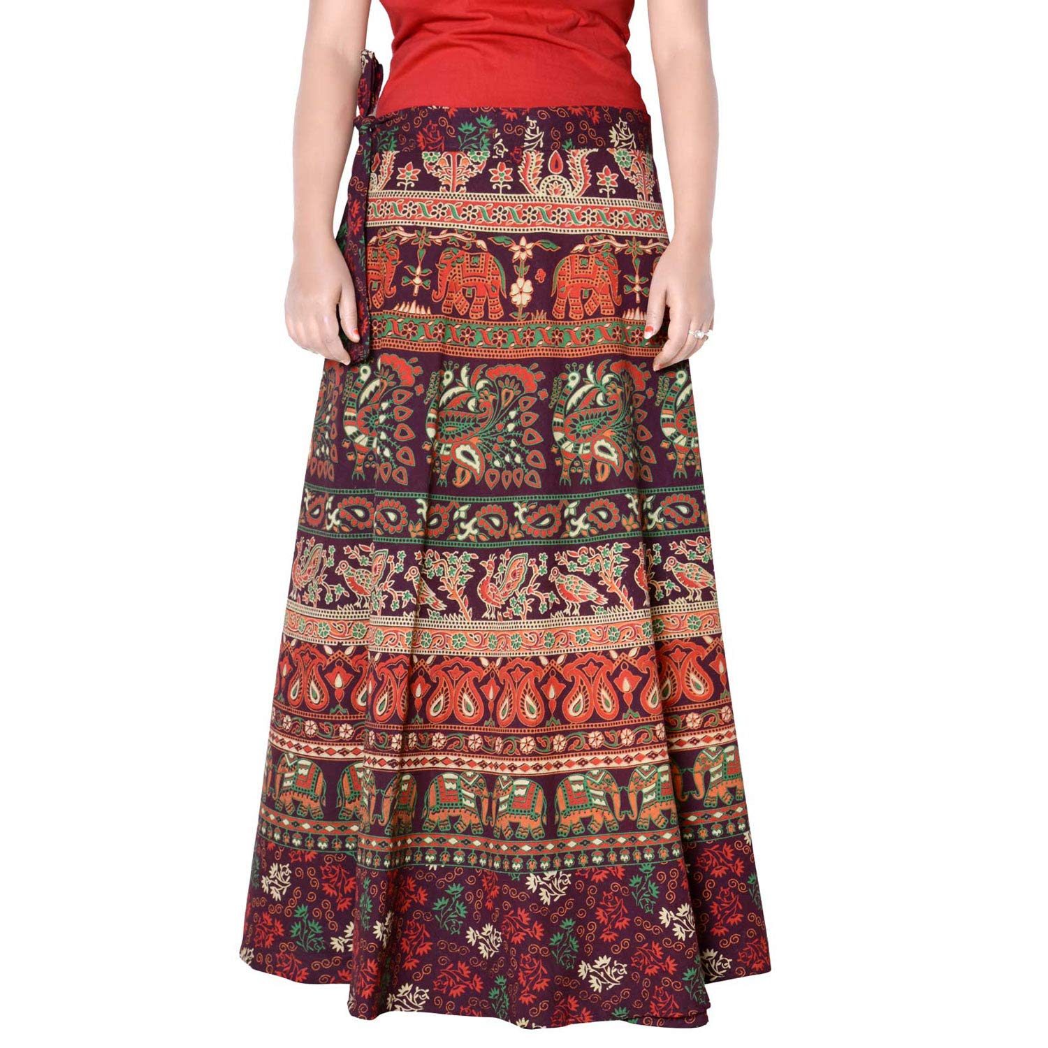 Women's Cotton Printed 38 Inch Length Regular Wrap Around Long Skirt(F_W38NT_0002)-image-14