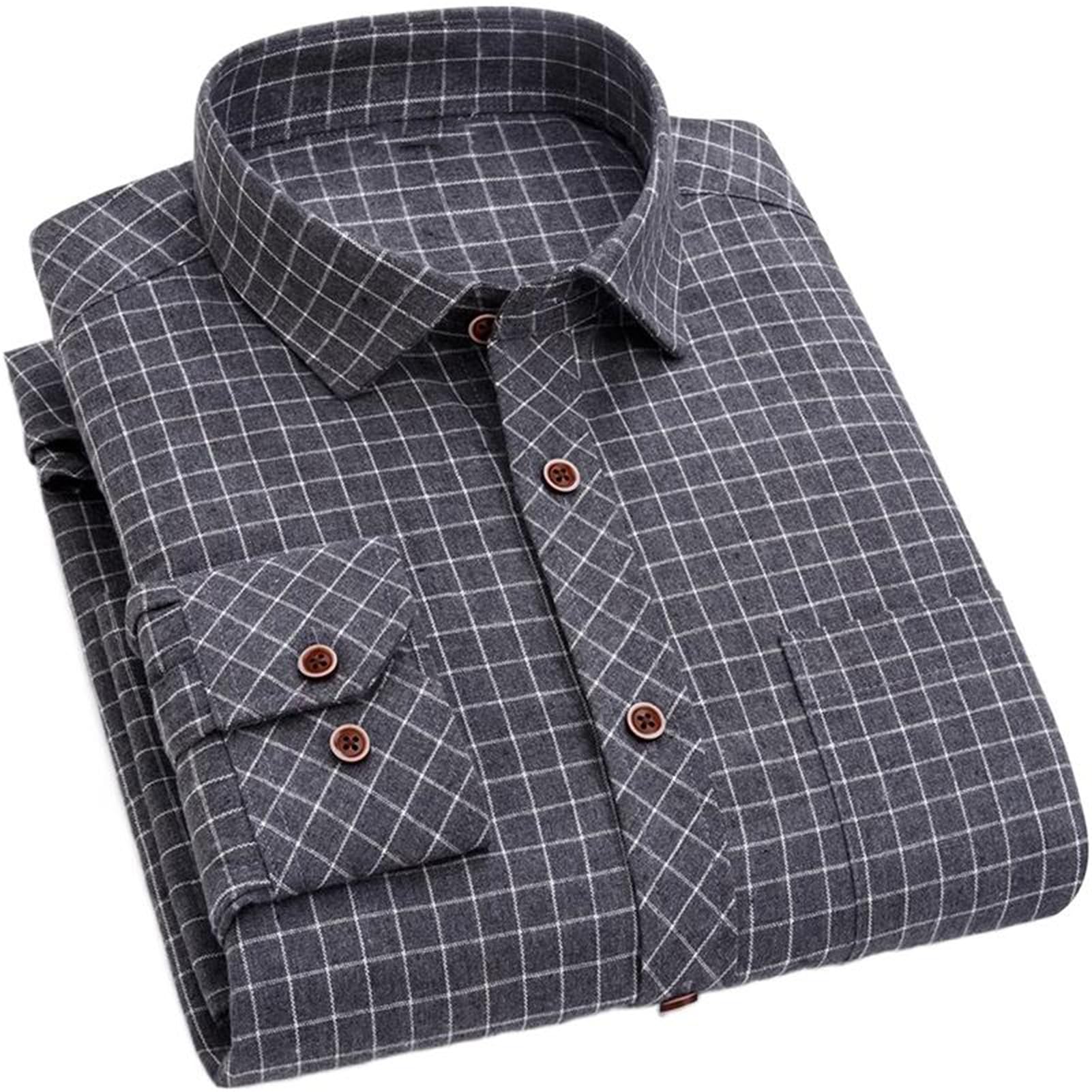 Camicia Business Casual A Righe Primavera Autunno Manica Lunga A Quadri Camicia Larga Uomini Mezza Età-Colore5-