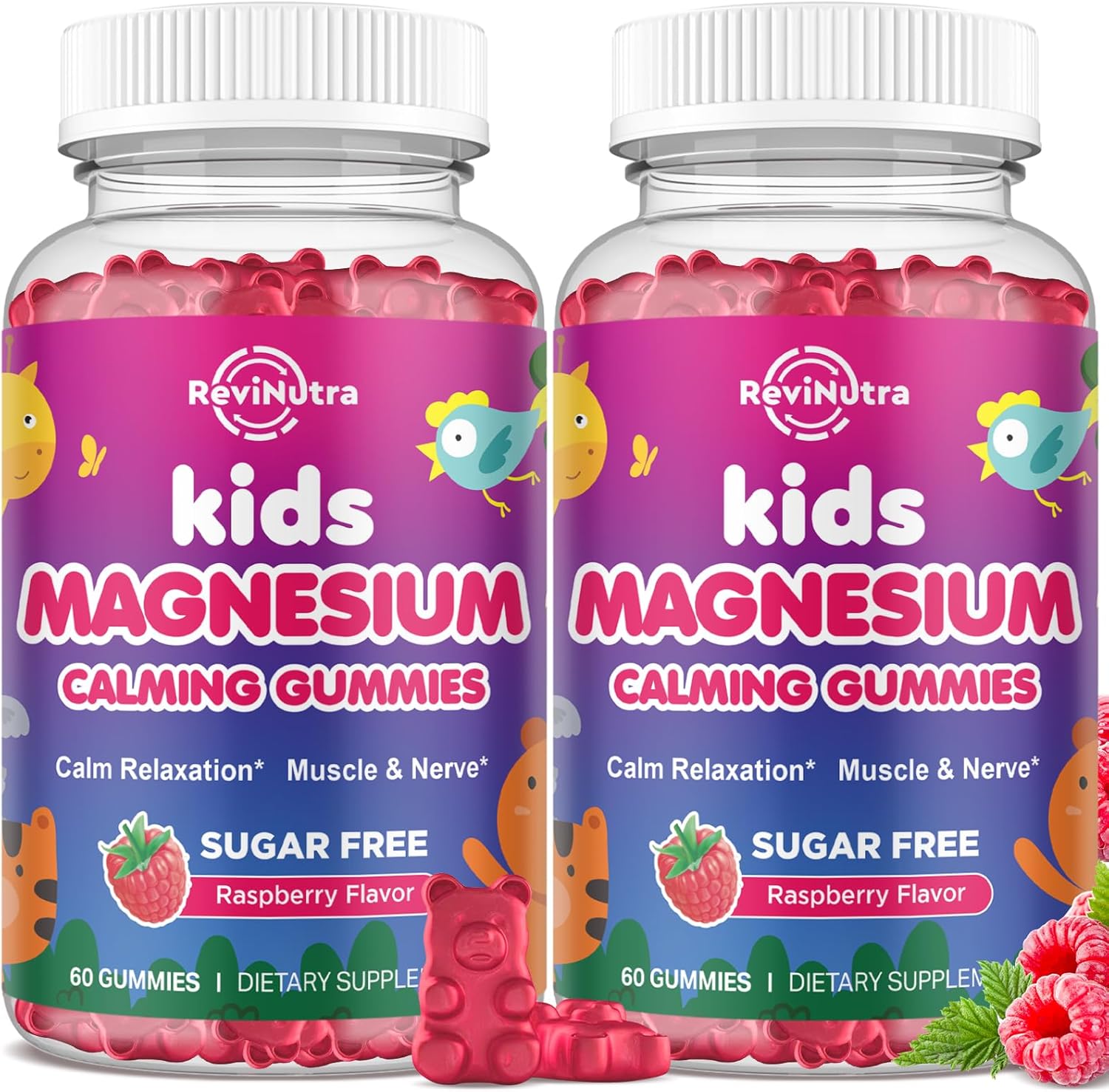 2 Pack Kids Magnesium Gummies, Magnesium Glycinate Gummies for Kids & Adults with L-Theanine, Chamomile, Vitamin D, B6 for Sleep, Relaxation, Brain & Muscle, Sugar Free Raspberry 2 Pack Kids Magnesium Gummies, Magnesium Glycinate Gummies for Kids & Adults with L-Theanine, Chamomile, Vitamin D, B6 for Sleep, Relaxation, Brain & Muscle, Sugar Free Raspberry