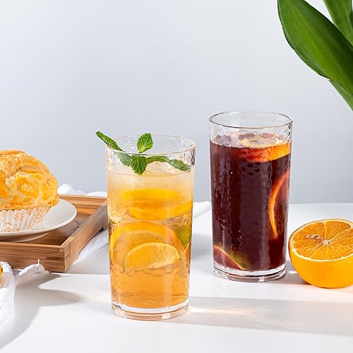 Miniatura 4 de KX-WARE Vasos acrílicos de plástico de 20 onzas, juego de 6 unidades, transparentes, estilo martillado, apto para lavavajillas, sin BPA