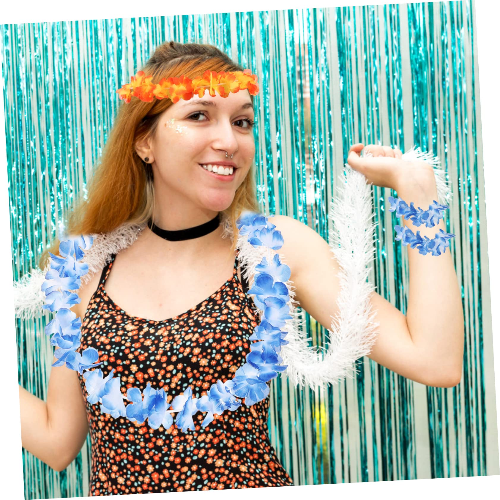 PRETYZOOM 2sätze Hawaiianisches Party- Teilig Blumenketten Armbändern Und Stirnbändern Für Luau Tropische Themenpartys Und Sommerfestlichkeiten
