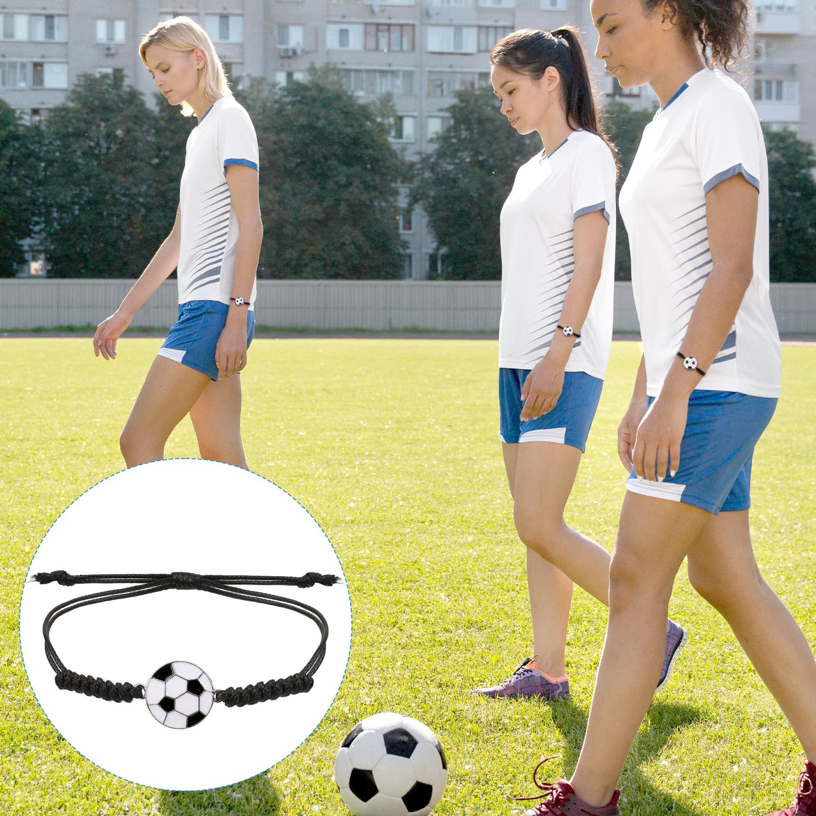 14 pulseras de la amistad para niños, pulsera de fútbol ajustable, pulsera deportiva tejida, pulsera de la amistad, de metal, para cumpleaños, fiestas, 16 bis 24 cm, Nailon Metal