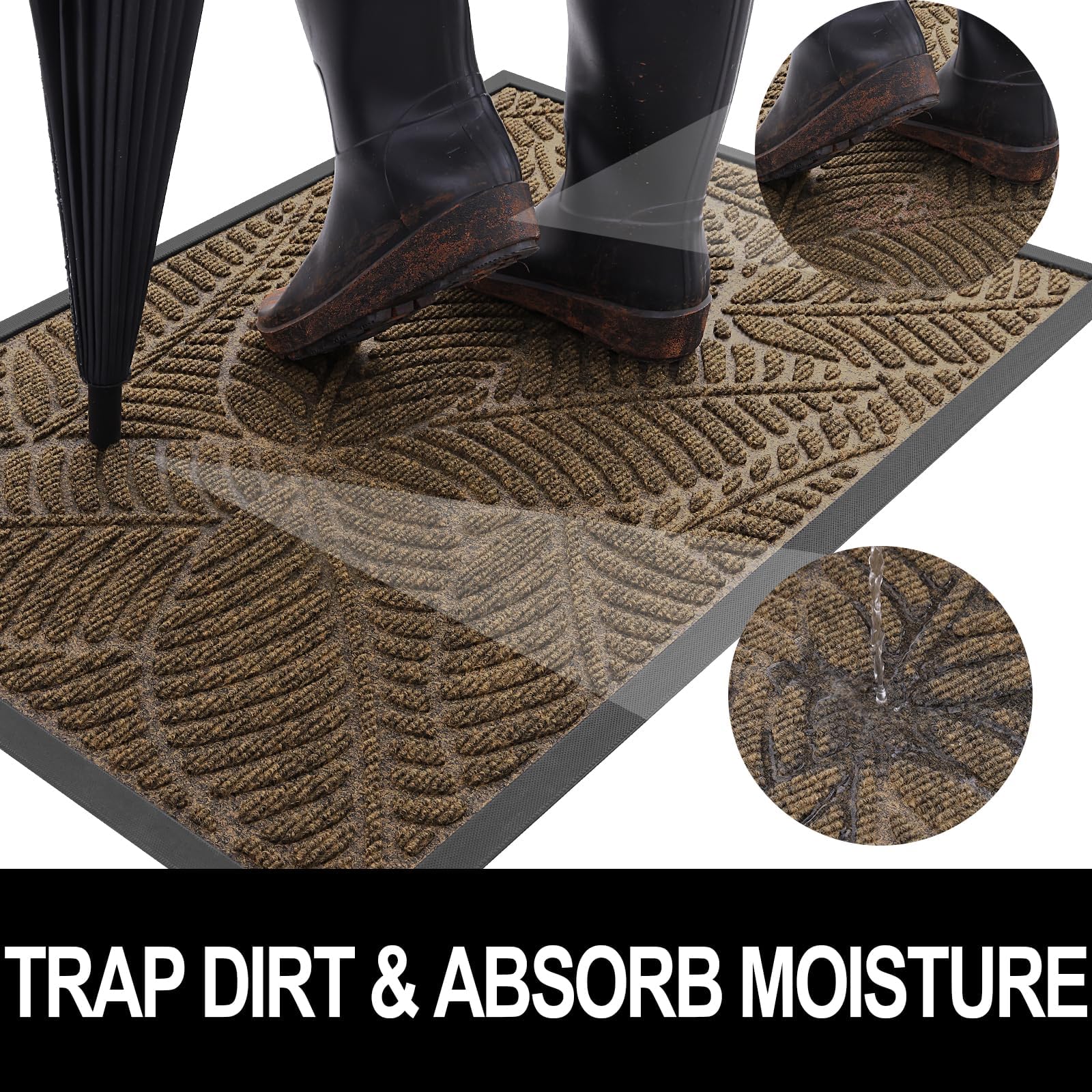 Homaxy Door Mats Indoor Outdoor, Heavy Duty Rubber Dirt Trapper Doormats, Non Slip Waterproof Floor Mat - Image 2