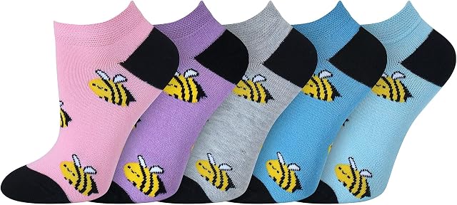 Socksmad Ladies colour heel & toe socks black in a multipack cotton rich honeycomb summer trainer liners 5 Pair Pack