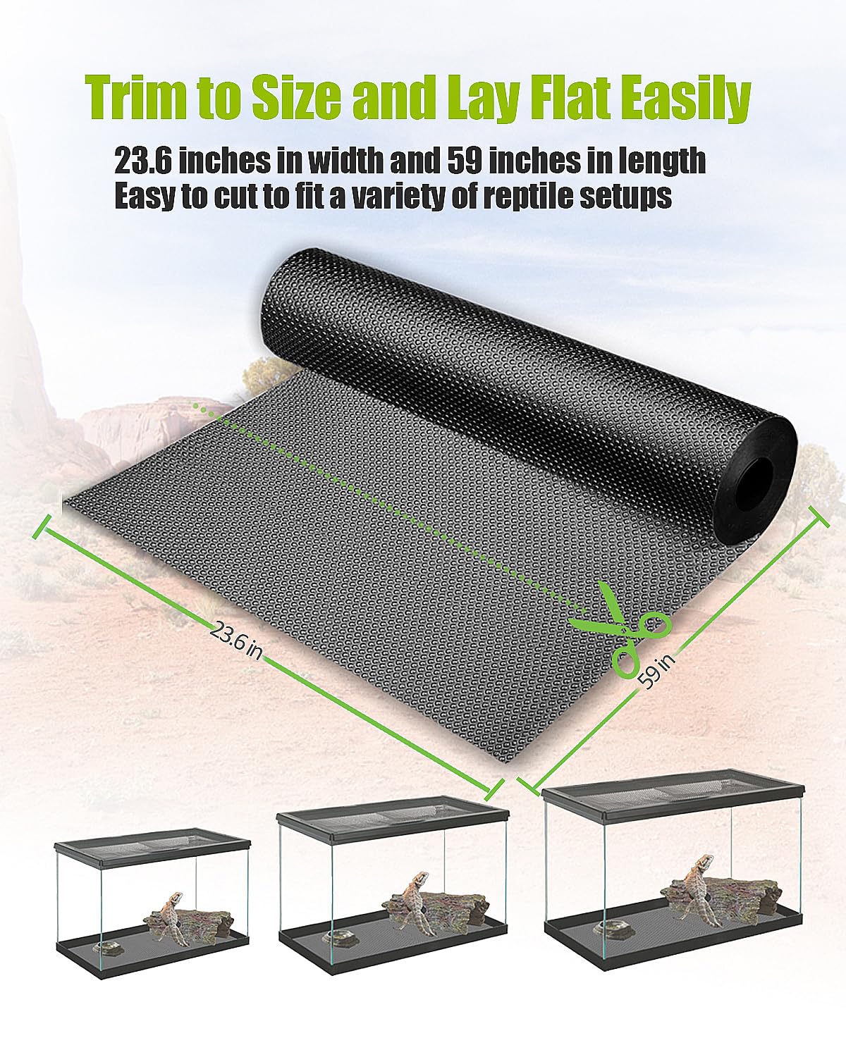 Accesorios para tanque de dragón barbudo, piso de sustrato de reptil para recinto de dragón barbudo 4 x 2 x 2, tapete para tanque de reptiles de 120 galones