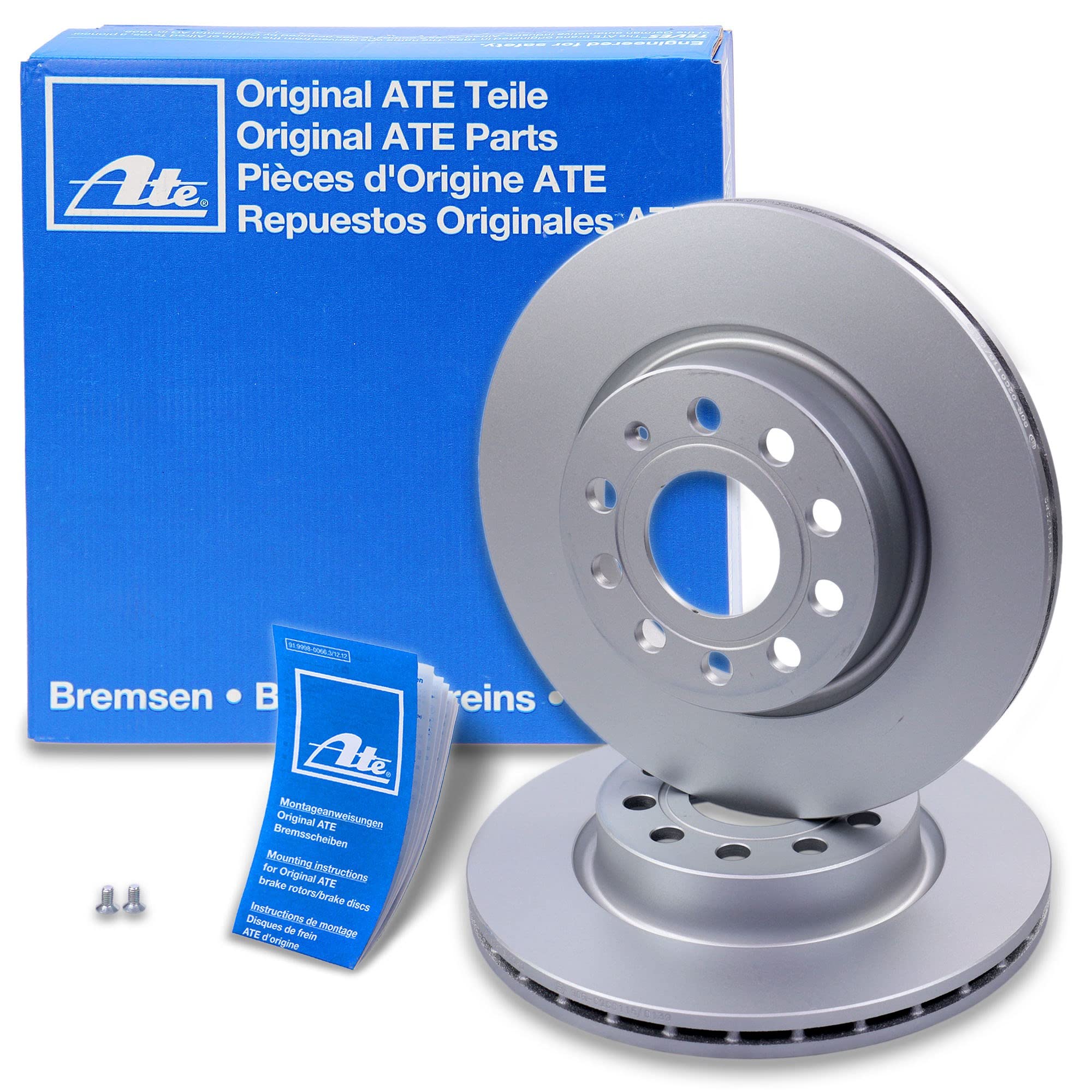 ATE Set di freni asse anteriore+dischi freno anteriori ¯ 280mm e pastiglie freno anteriori Compatibile con AUDI A3, SEAT ALTEA, LEON, TOLEDO 3, SKODA OCTAVIA 2, YETI, VW BEETLE, CADDY 3, GOLF 5+6, JET