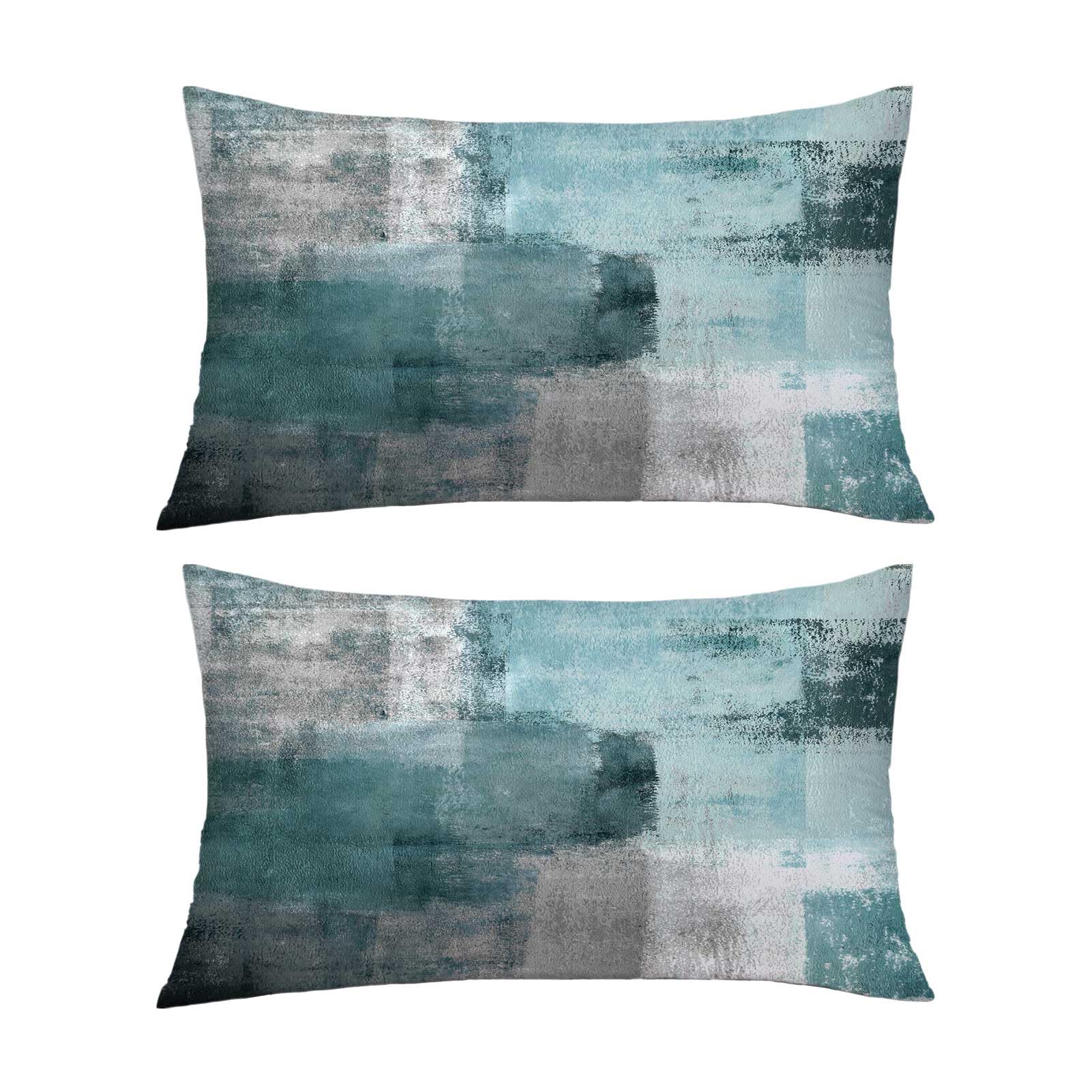 chiinvent Teal Velvet Abstract Pillow Covers Set of 2 Modern Accent Navy Gray Throw Pillow Cover Soft Elegant Decorative Couch Cushion Cover for Bed Living Room Outdoor Sofa Pillowcases 12x20Inch โ image 1