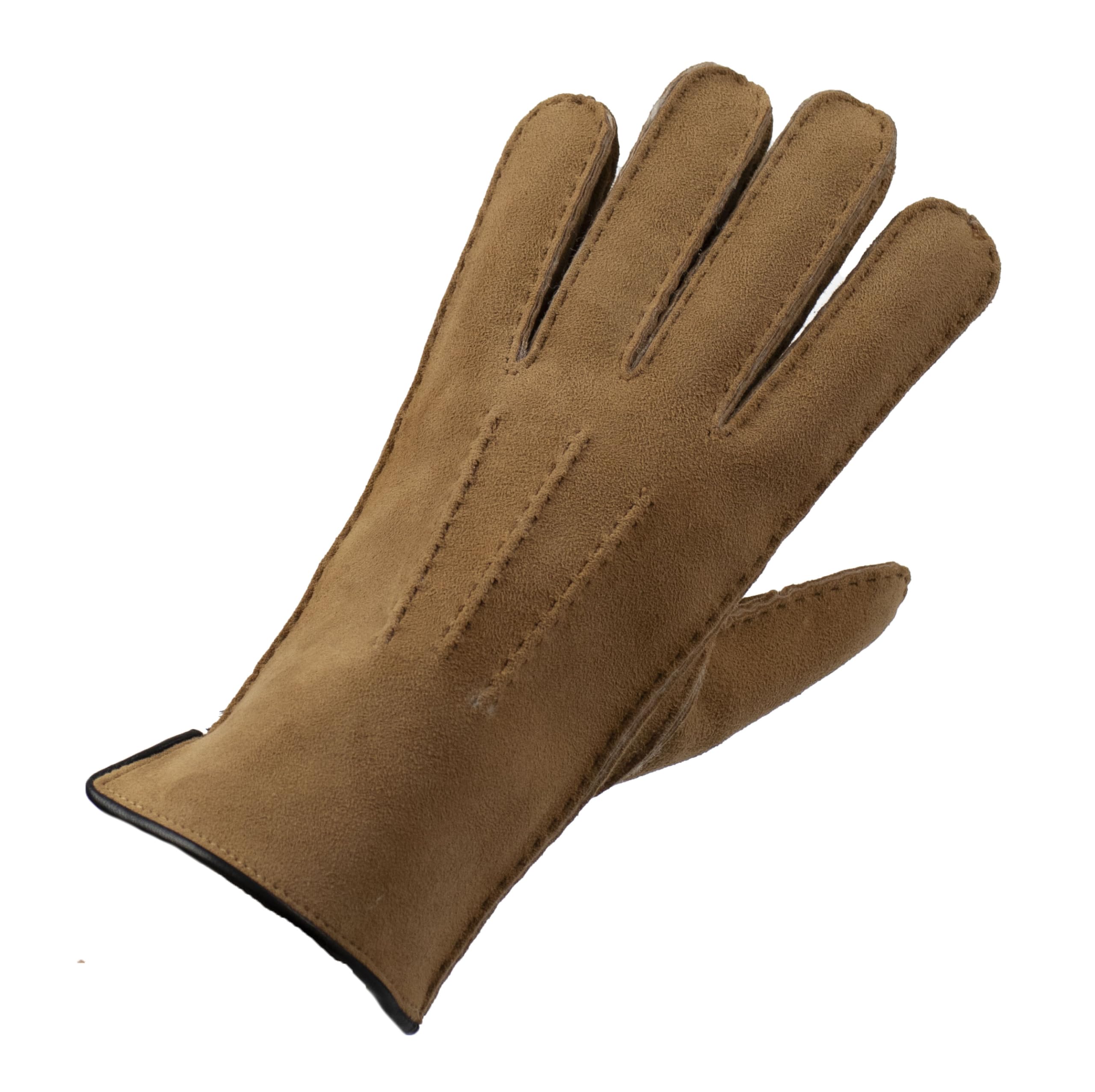 Reissner Lammfelle warme Merino Lammfell Handschuhe für Damen und Herren LUXIOR HDS-FINGER4 in beige, braun und schwarz