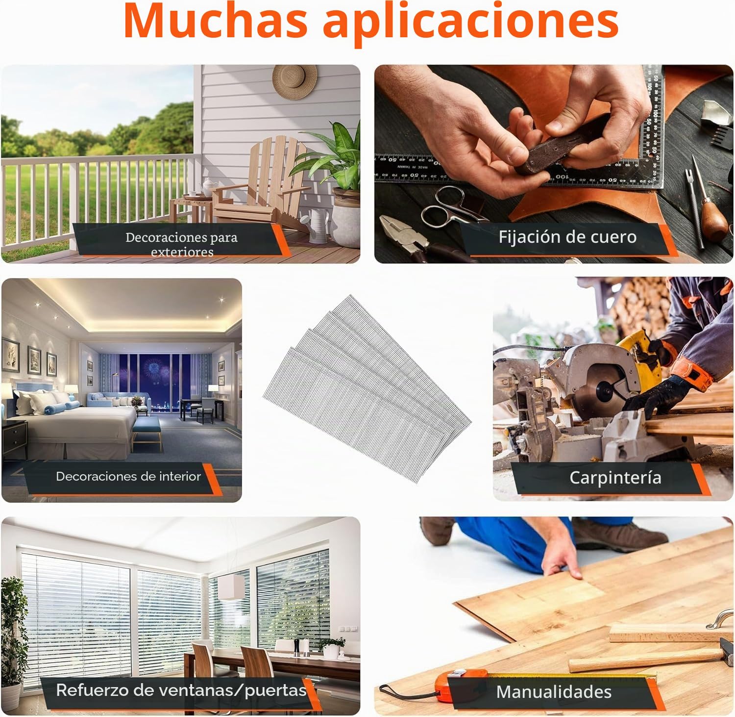 Clavos de acero inoxidable de calibre 18, 1200 unidades (2 pulgadas, 1-1/4 pulgadas, 3/4 pulgadas, 400 por tamaño), clavos pequeños de acero inoxidable 304 para pistola neumática y eléctrica