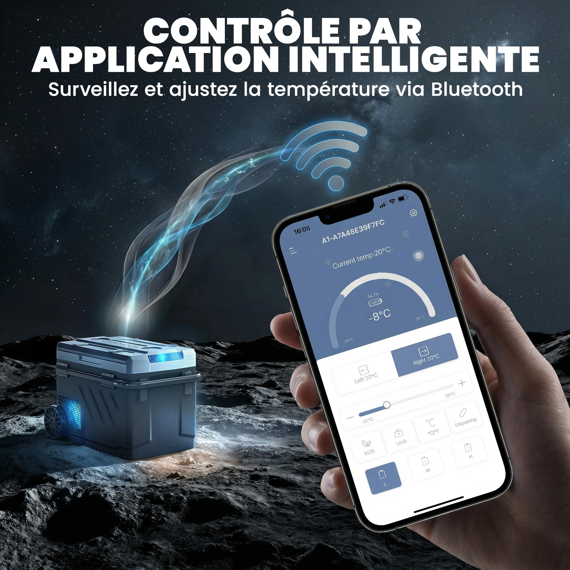 Outsunny Glacière Électrique Voiture 40L, Réfrigérateur Portable à Compresseur avec Double Zone, Refroidissement Puissant & Mode ECO, Contrôle par APP, -20℃ à 20℃, pour Voiture, Camion, Noir