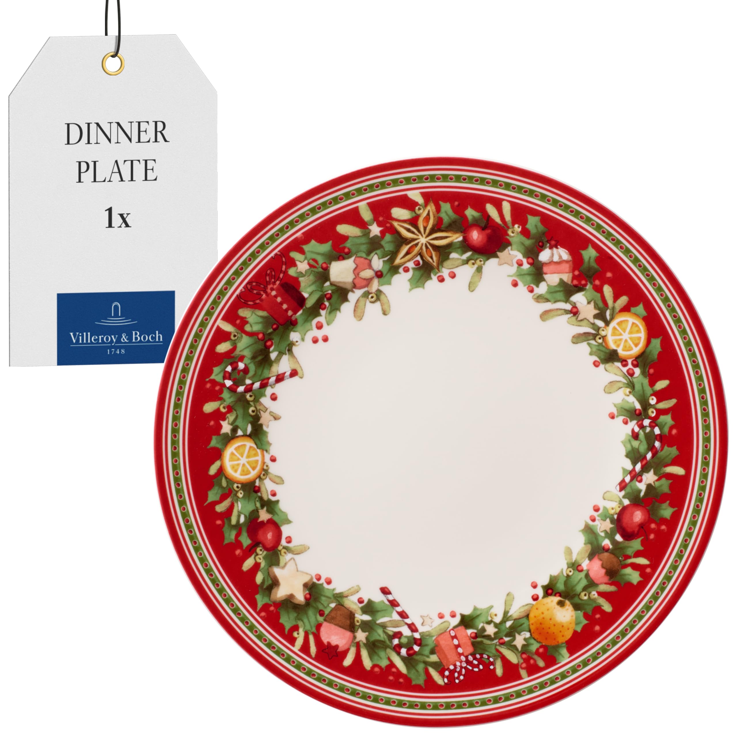 Villeroy & Boch Winter Bakery Delight Plate 27 cm, Porcelain, 27 x 27 x 0.1 cm (White / Red), Christmas Theme
