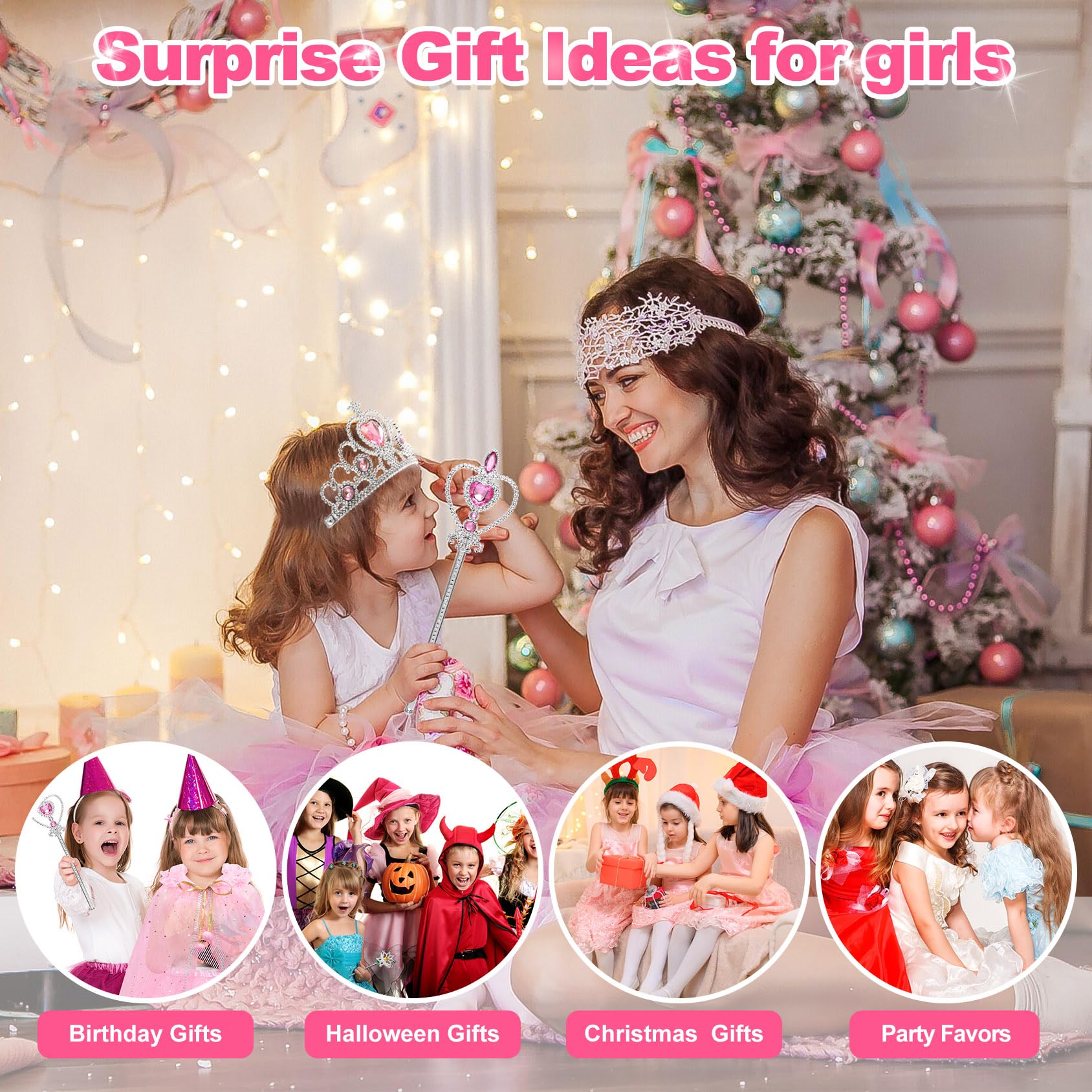 Toys For Girls,Princess Dress Up Clothes For Little Girls,Kids Toys For  Year Old Girls,Toddler Girl Toy Age 4-5 Pink Princess Cape Set Girl 