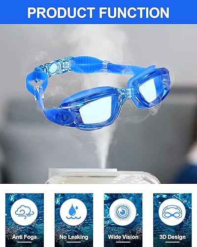Miniatura 5 de Paquete de 6 gafas de natación sin fugas, gafas de protección completa para hombres, mujeres, jóvenes, protección UV, a prueba de niebla, gafas de