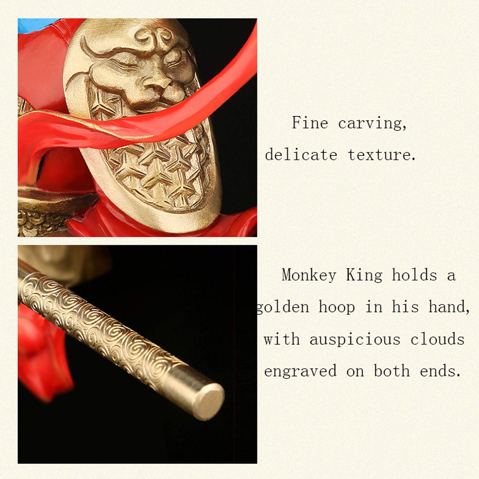 Sun Wukong Statue Decoration Miedź Walka Buddha Kreatywny Dekoracji Salon Pulpit Crafts Monkey King Rzeźba Materiał Office Dekoracje Urodzinowe Prezent Figurka Monkey King.