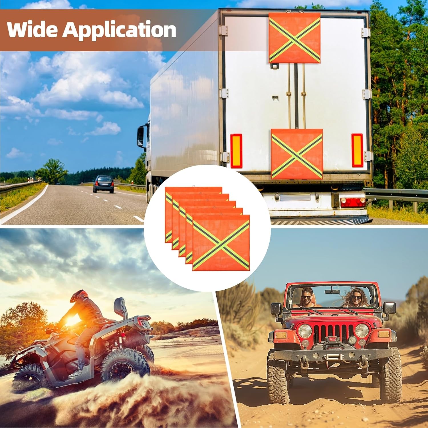 6-Pack Reflective Signal Flags, 18 PVC Mesh Weather-Resistant Safety Flags for Kayaks, Trucks, Trailers