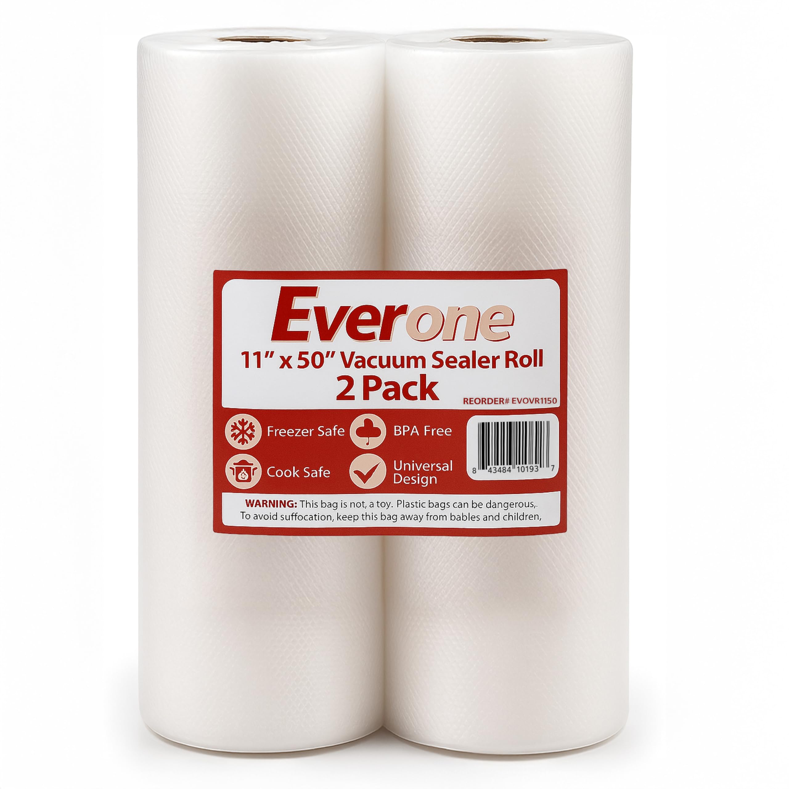 Vacuum Sealer Bags Roll 11" x 50' for Food Saver and Sous Vide, BPA Free, Heavy Duty Commercial Grade Food Storage Bags for Meal Prep and Boil Safe Use, 2 Count (100 FT)