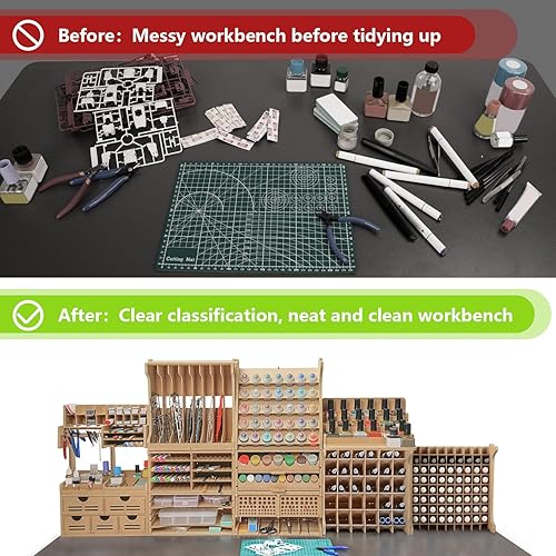 Miniatura 7 de Kit de modelo de almacenamiento de herramientas, organizador de fabricación con material MDF, almacenamiento de cepillos/pinzas, suministros de