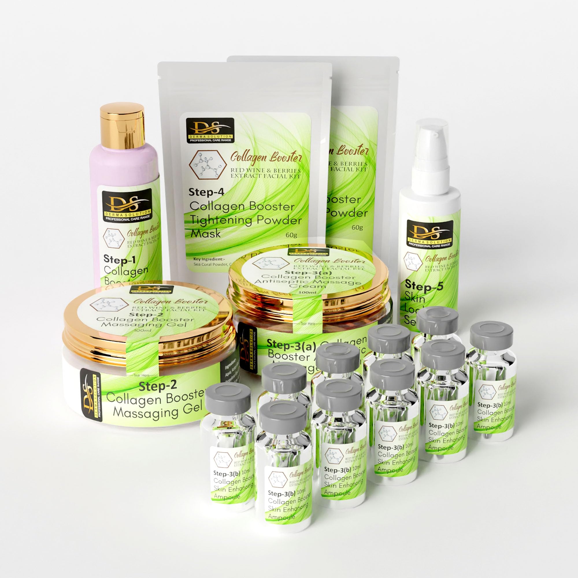 Derma Solution Skin Collagen Booster, Protects from UV Damage, Re-energized Dull Skin, Skin Hydration, Suitable for All Skin Types - 10 Application Pack