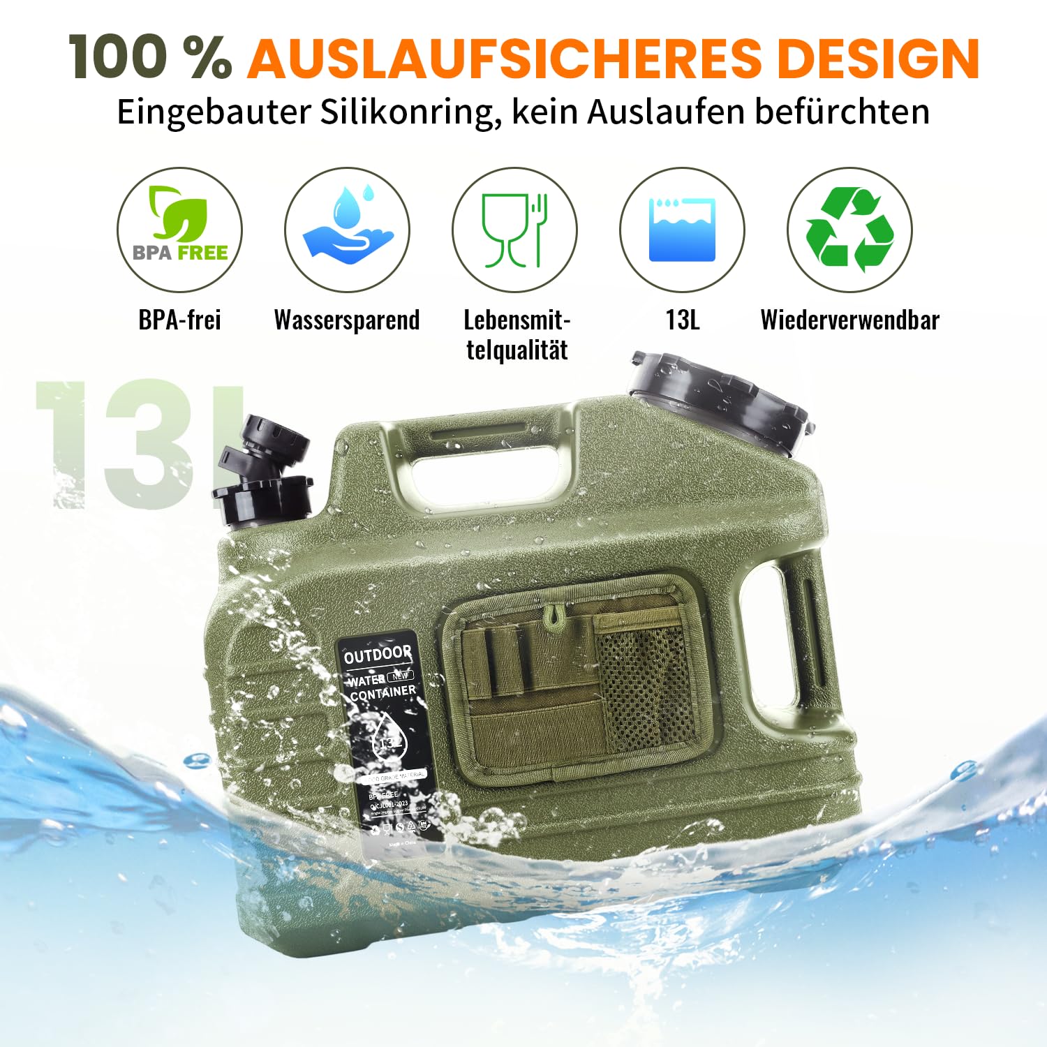 Umikk Wasserkanister mit Hahn10-18L, Camping Wasserkanister BPA-frei Trinkwasserkanister, Tragbarer Mehrzweckkanister Wassertank, Wassertank Camping mit Griffen