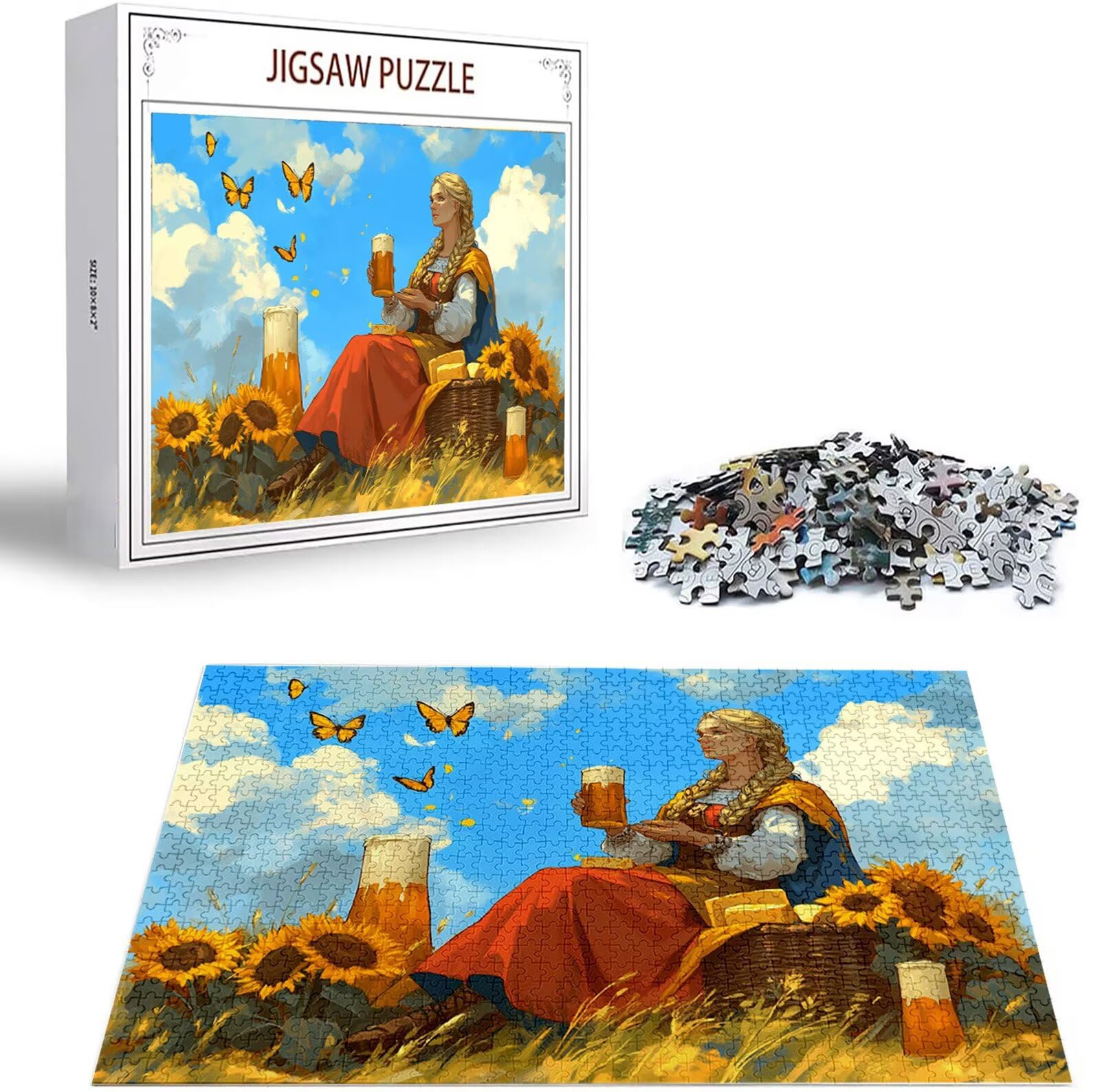 Puzzle 4000 sztuk dla dorosłych, drewniane puzzle słonecznikowe dla dorosłych, wymagające puzzle dla kobiet, rodzinne gry edukacyjne, łamigłówki z pudełkiem do dekoracji domu, prezent świąteczny dla