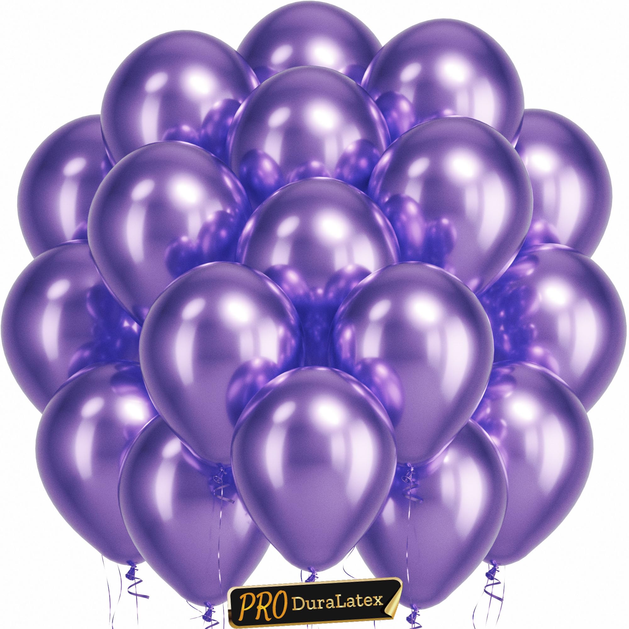 Bezente Pro Duralatex Metallic Purple Extra-Thick Balloons 120 Pack 10 inch