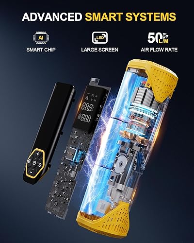 Miniatura 3 de Compresor de aire portátil para inflador de neumáticos, bomba de aire inalámbrica 6 veces más rápida, compresor de aire con medidor de presión,