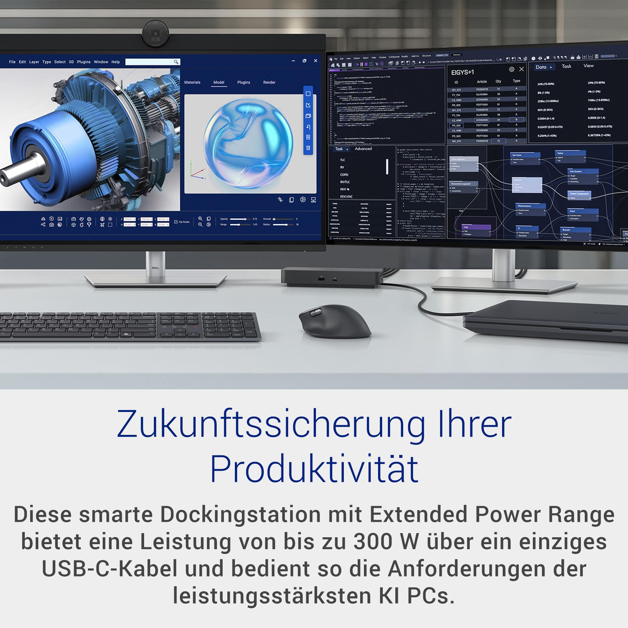 Dell Pro Thunderbolt 5 Intelligente Dockingstation SD25TB5 – Stromversorgung bis 300W, unterstützt 4 Displays 4K 120Hz/8K, 6X USB, HDMI 2.1, DP 2.1, 2.5GbE, Remote-IT-Management, kompaktes Design