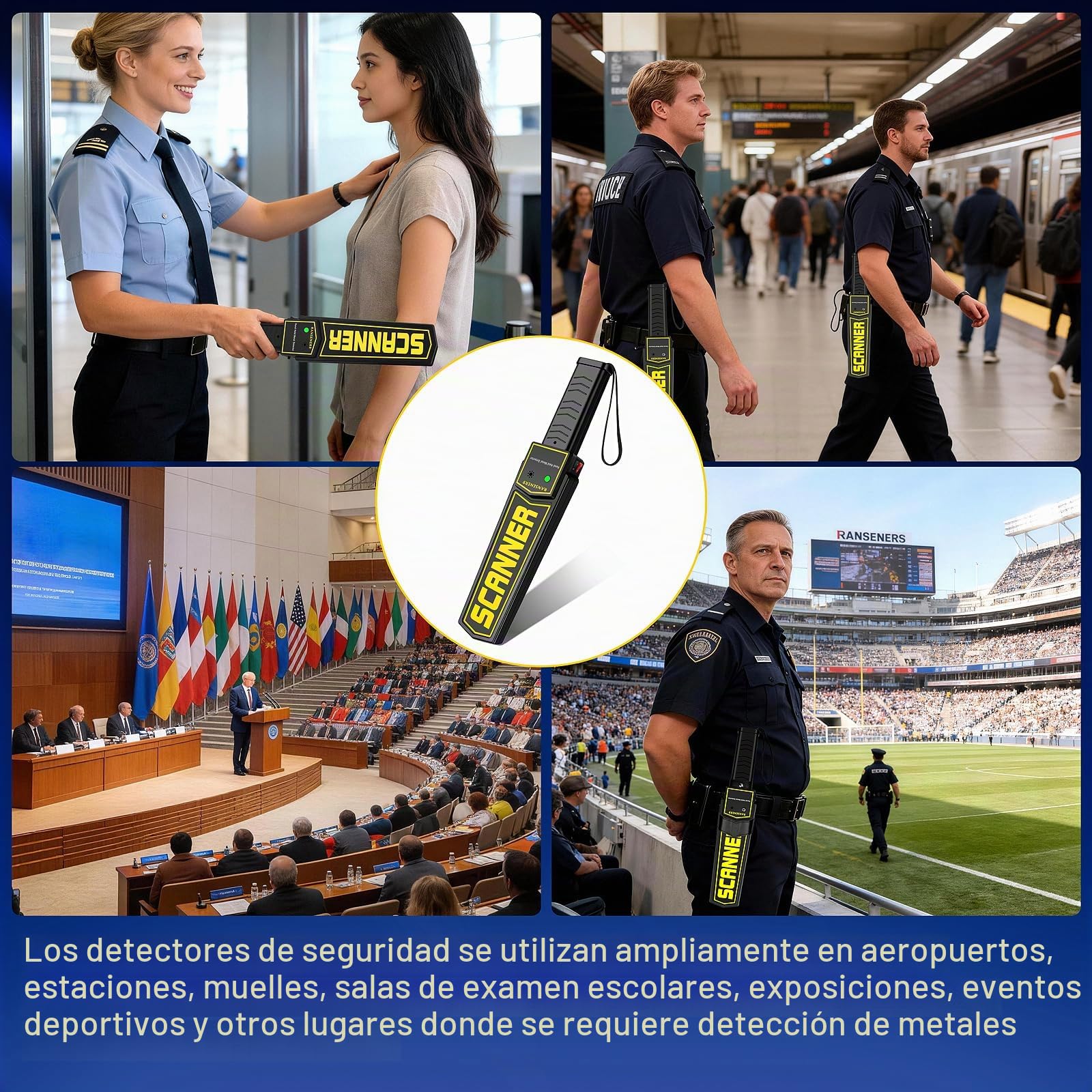 Hand Held Metal Detector Wand Security Scanner,High-Sensitivity Security Wand Metal Detector,Portable Adjustable Sound & Vibration Alerts, Detects Weapons Knives Screw (High Sensitivity, Black)