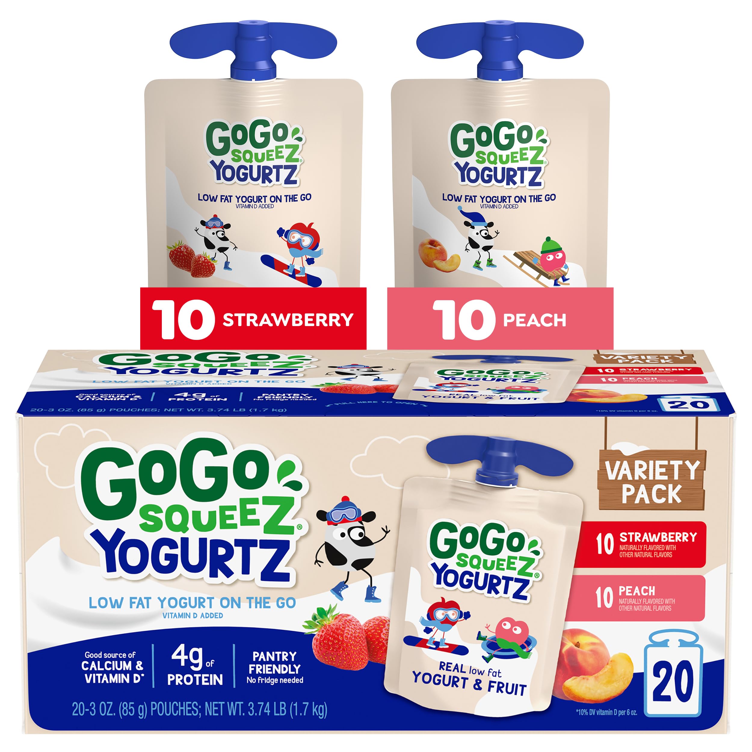 Amazon.com: GoGo squeeZ YogurtZ Variety Pack, Strawberry & Peach