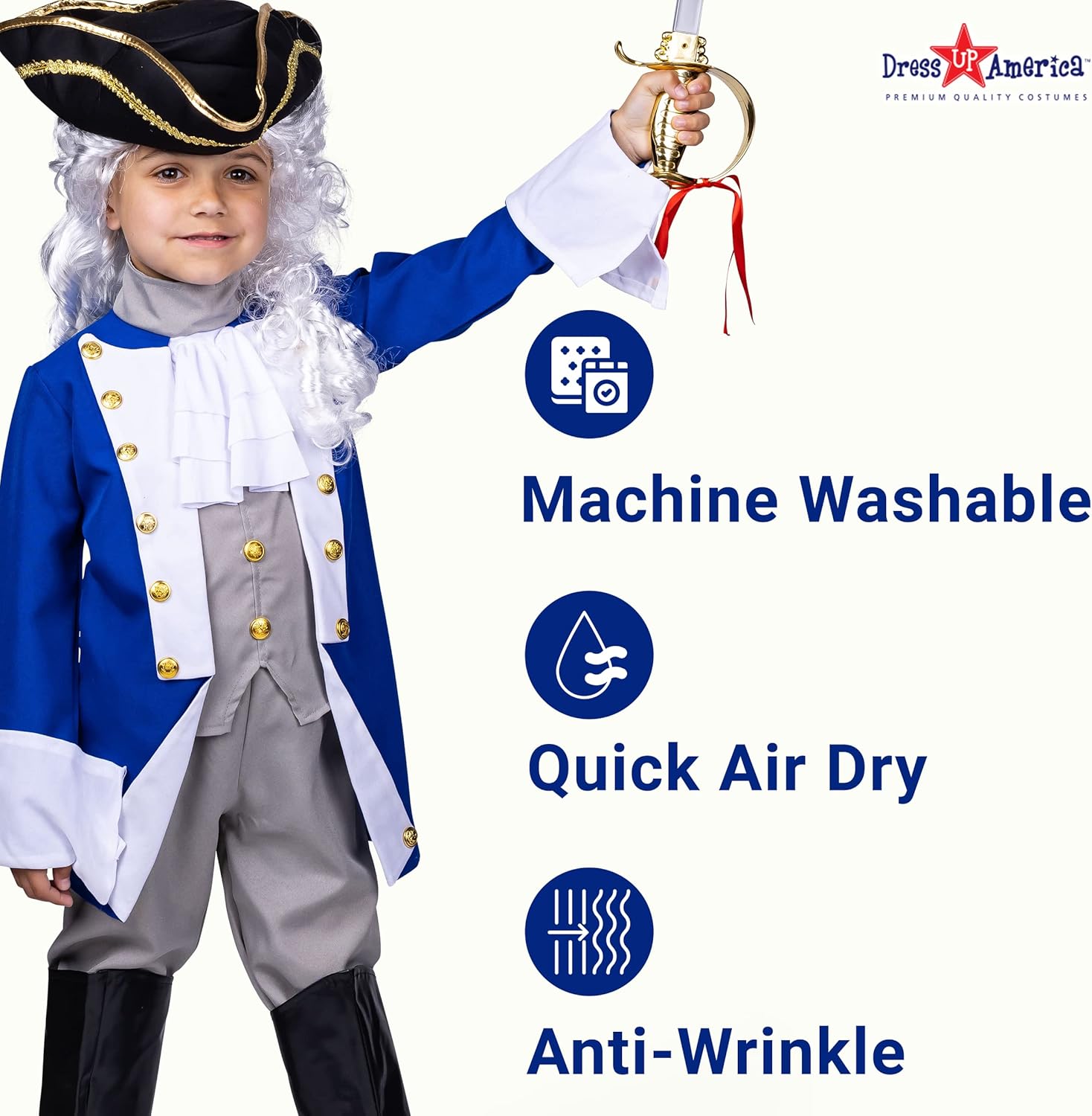 Dress Up America Colonial Patriot Costume With Hat And Wig - Image 4