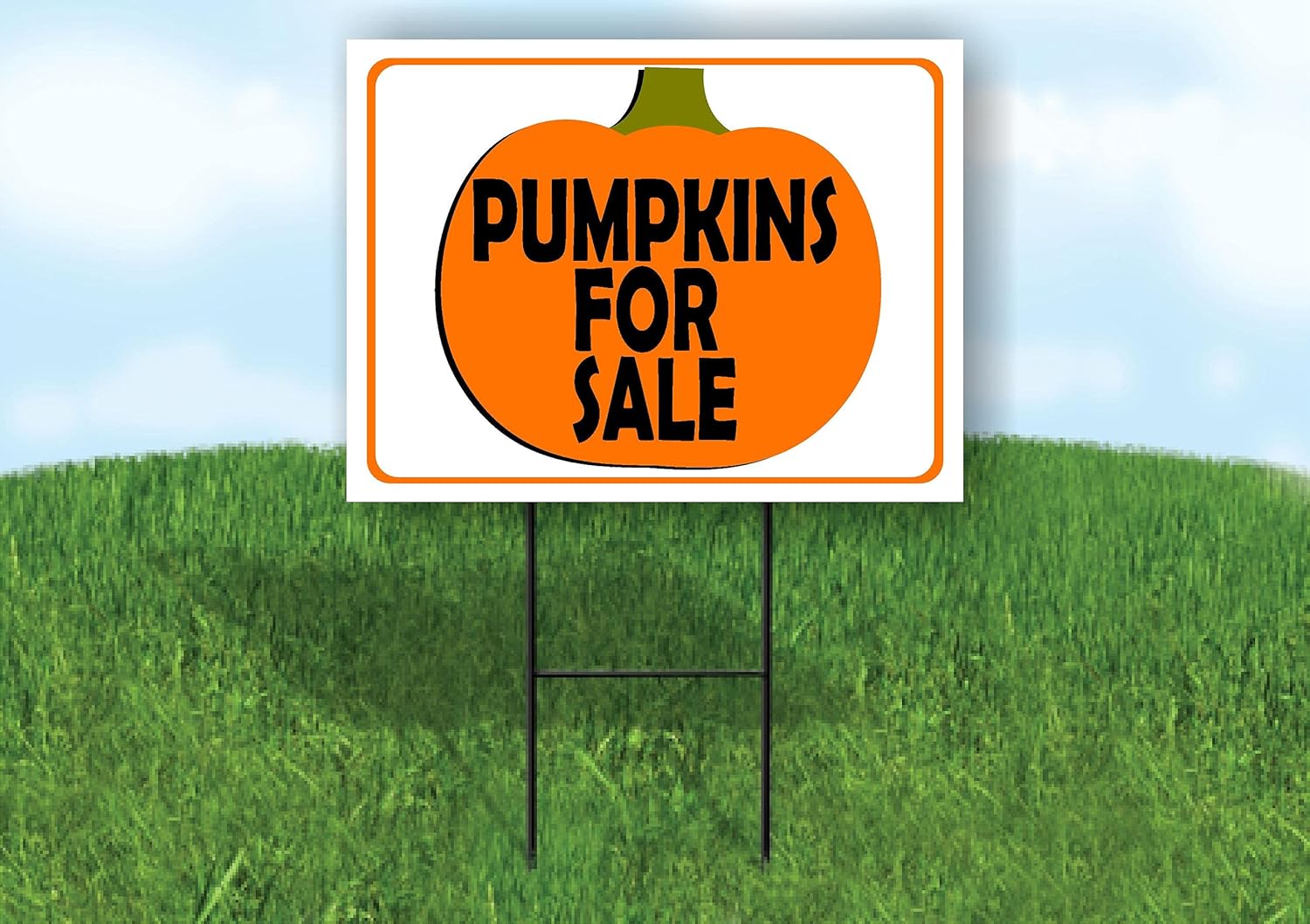 PUMPKINS FOR SALE ORANGE BORDER - Double Sided Yard Sign ROAD SIGN with Stand