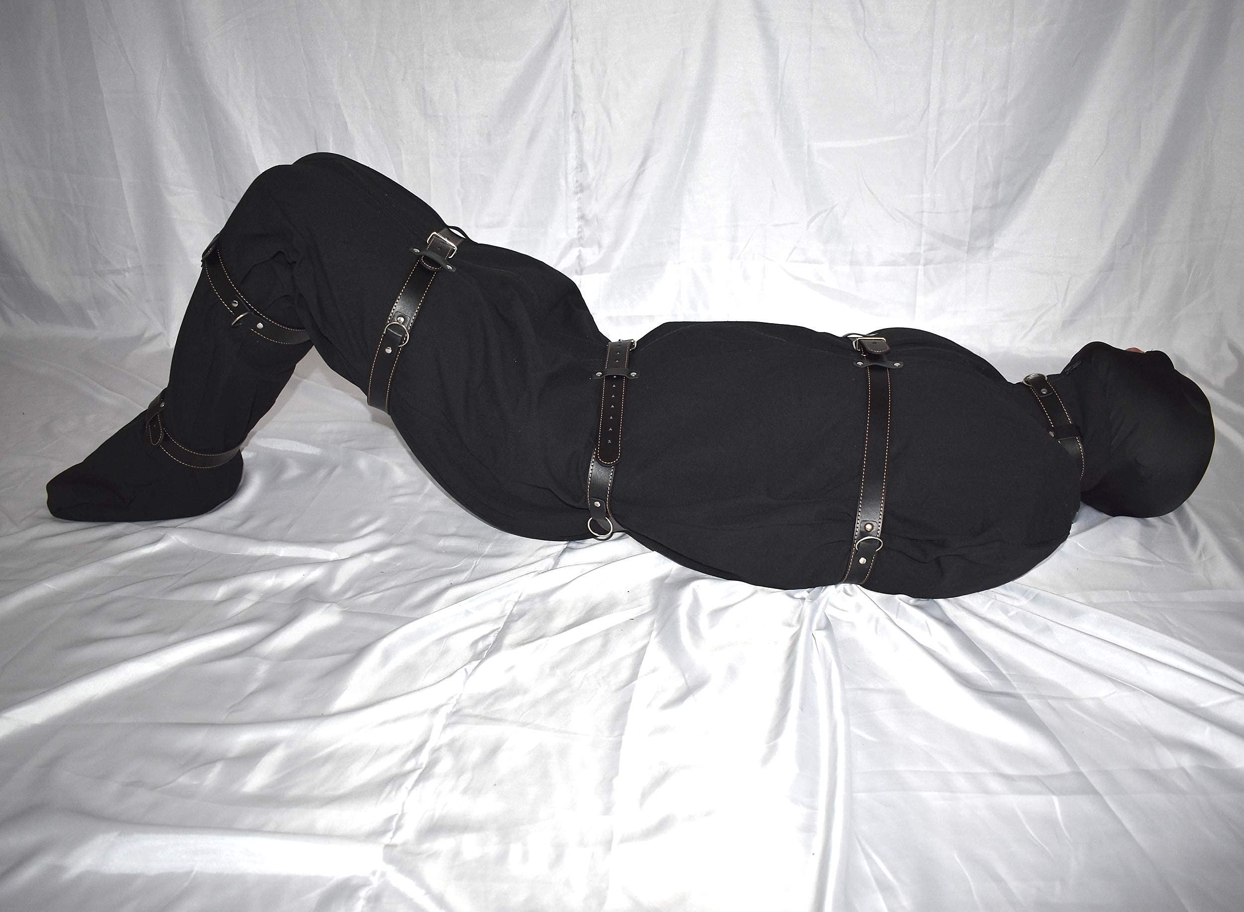 Sac d'entrave BDSM en Coton avec Sangles – Sac de Couchage Bondage pour Tout Le Corps, Camisole de Force avec Fermeture éclair, jusqu'à 185 cm, Accessoires SM