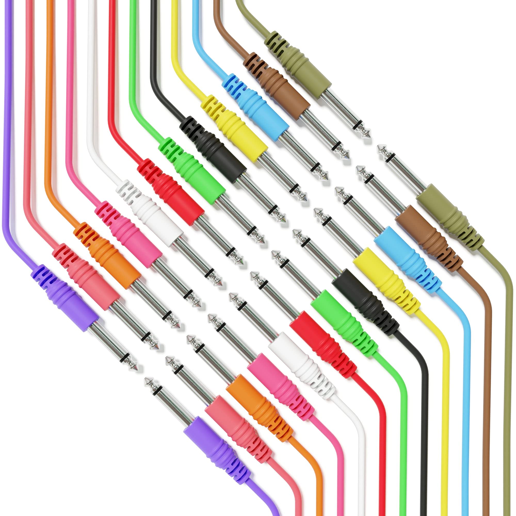 Cables De Conexión Mono 3.5mm TS | Pack De 6 Colores 20 Cm | Para Sintetizadores Eurorack, Roland, Moog, Korg